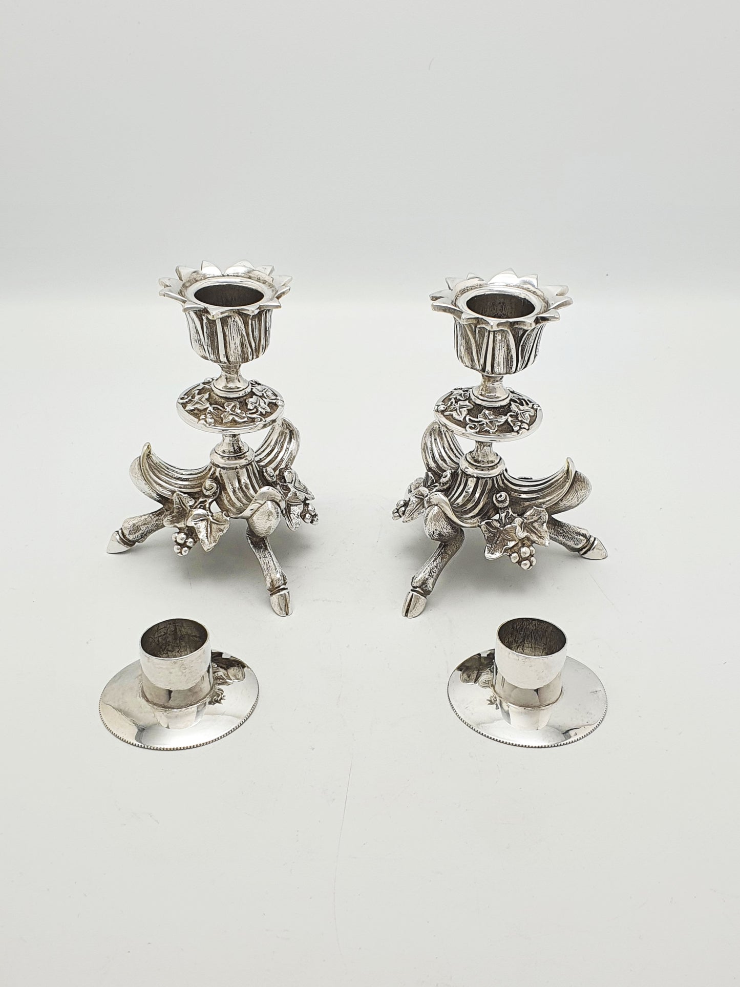 Antique Victorian Silver Plated Pair Of Figural Candlesticks – circa 1880