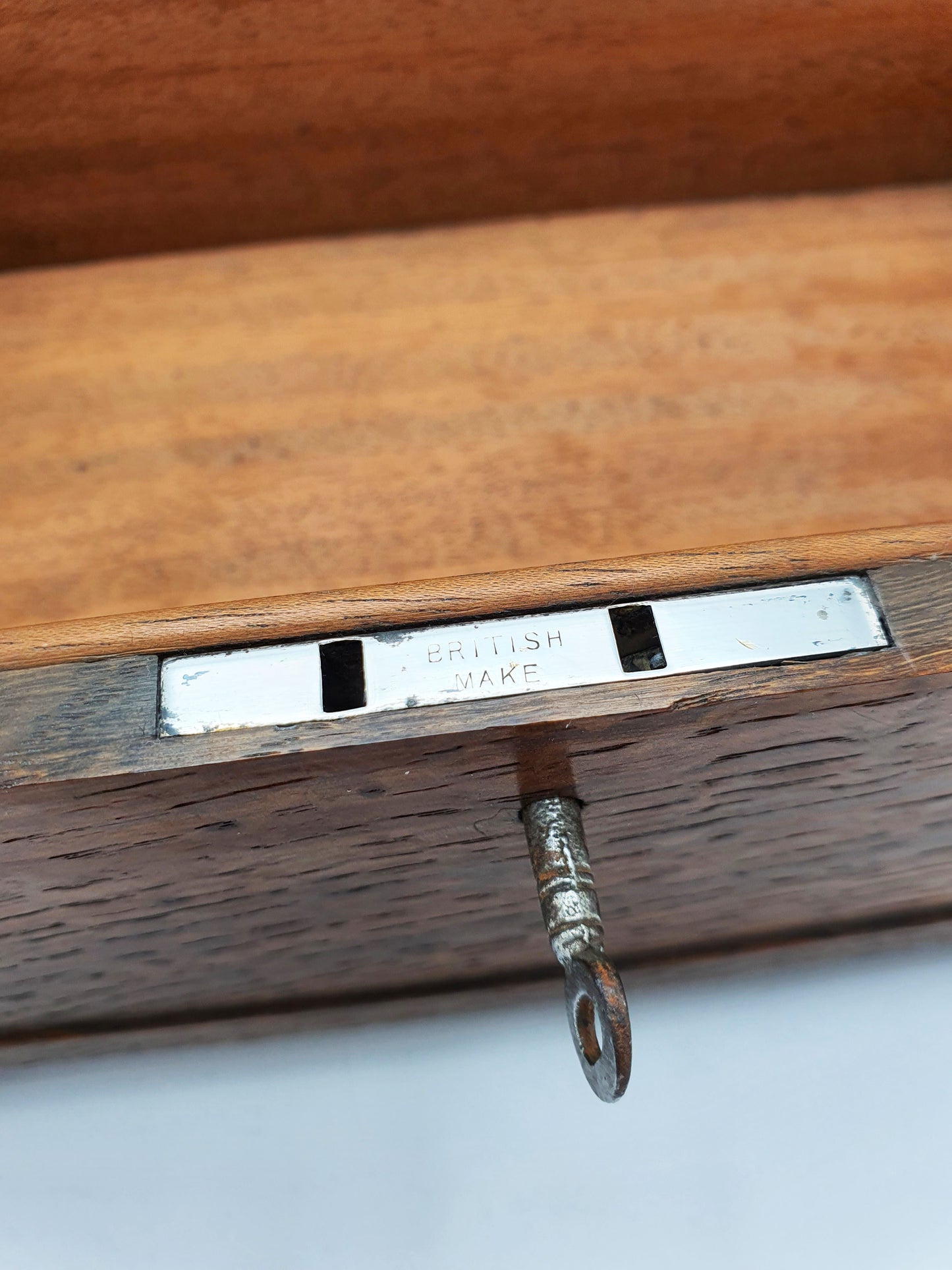Splendid Antique Edwardian Oak Cigar Box With Sterling Silver Mounts - 1908