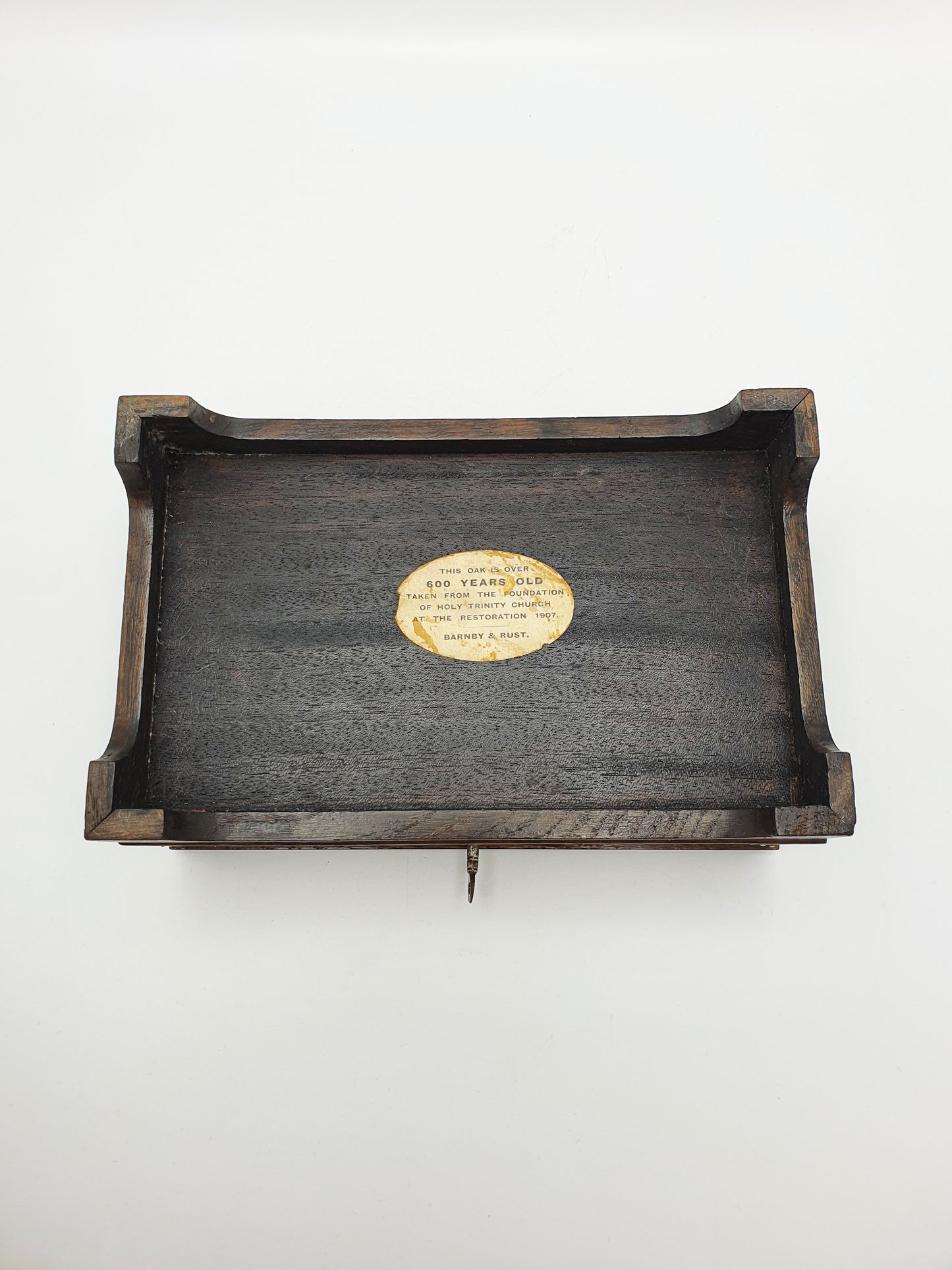 Splendid Antique Edwardian Oak Cigar Box With Sterling Silver Mounts - 1908