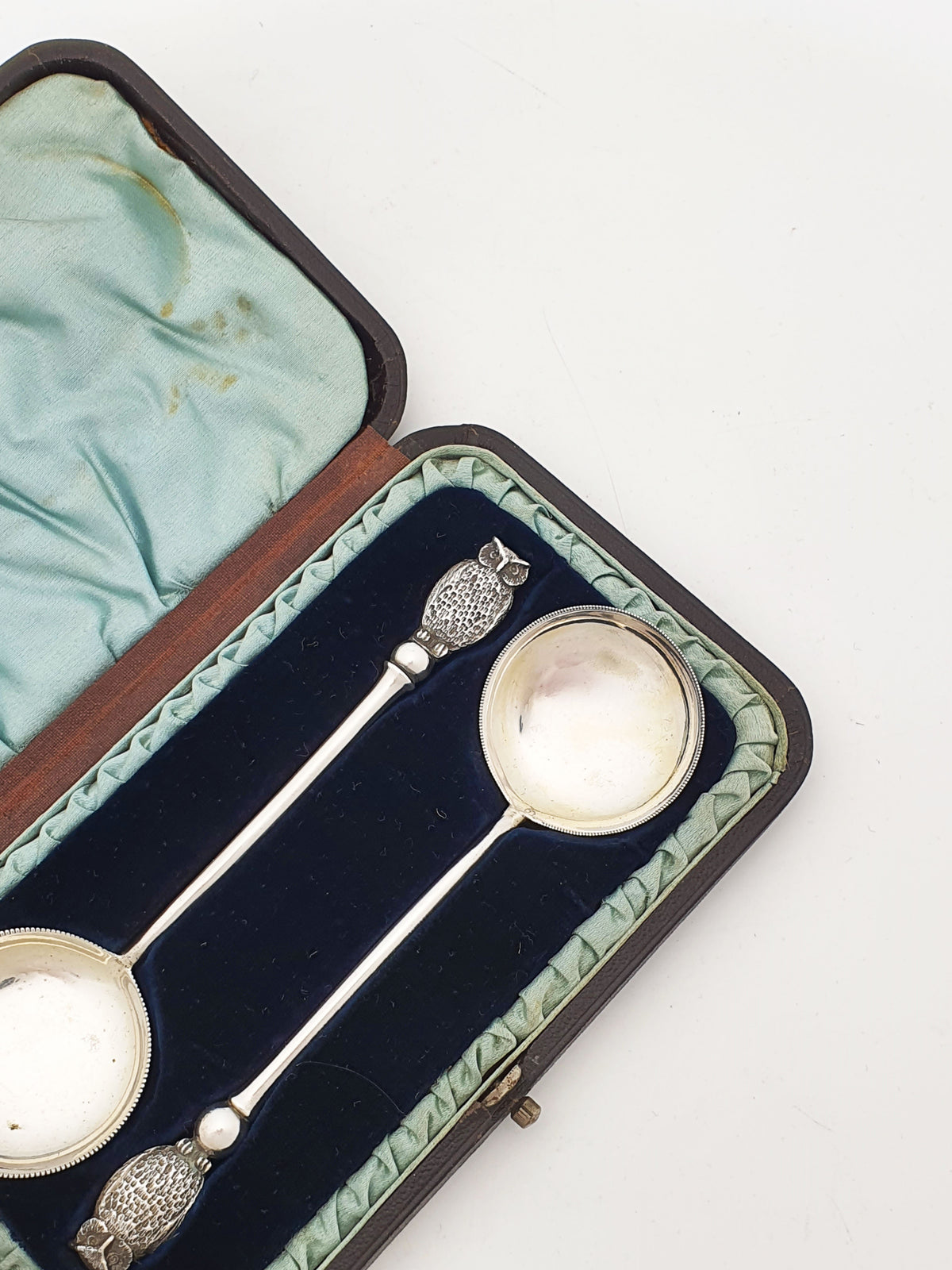 Lovely Antique Edwardian Silver Plated Preserve Spoons With Owl Finials – circa 1905