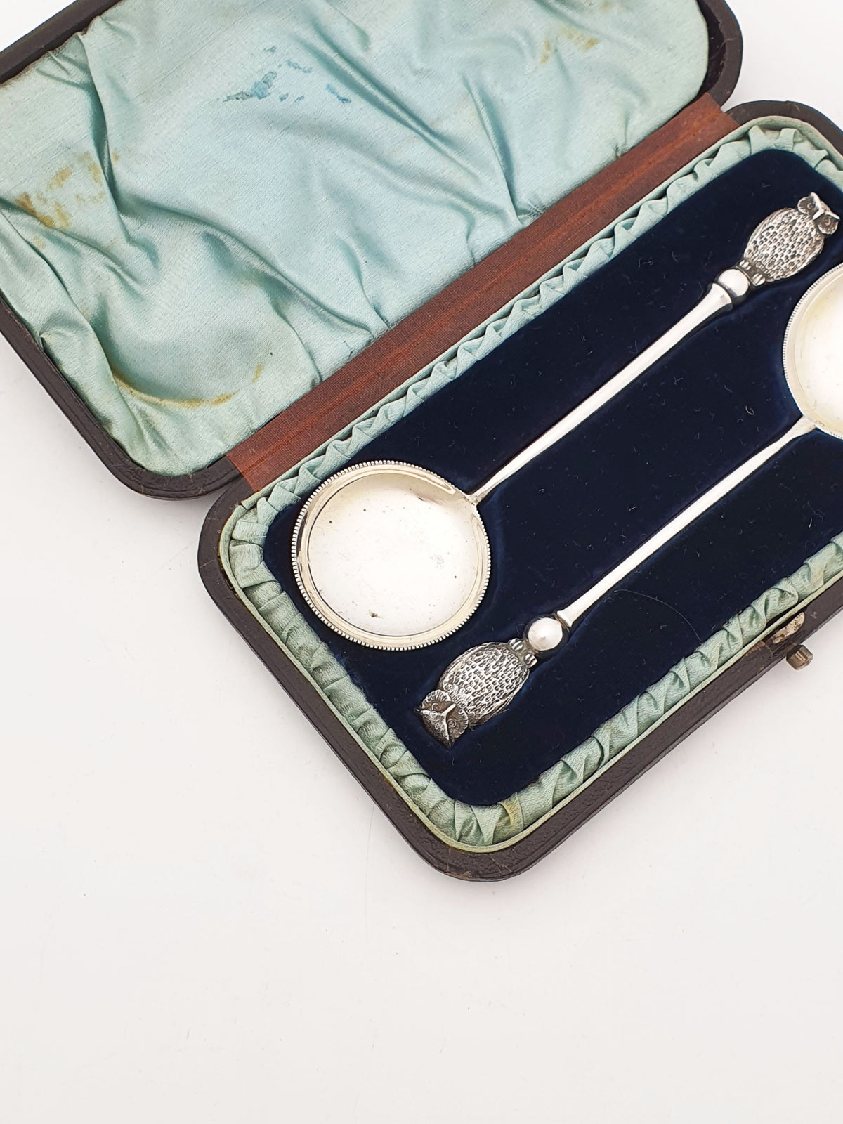 Lovely Antique Edwardian Silver Plated Preserve Spoons With Owl Finials – circa 1905