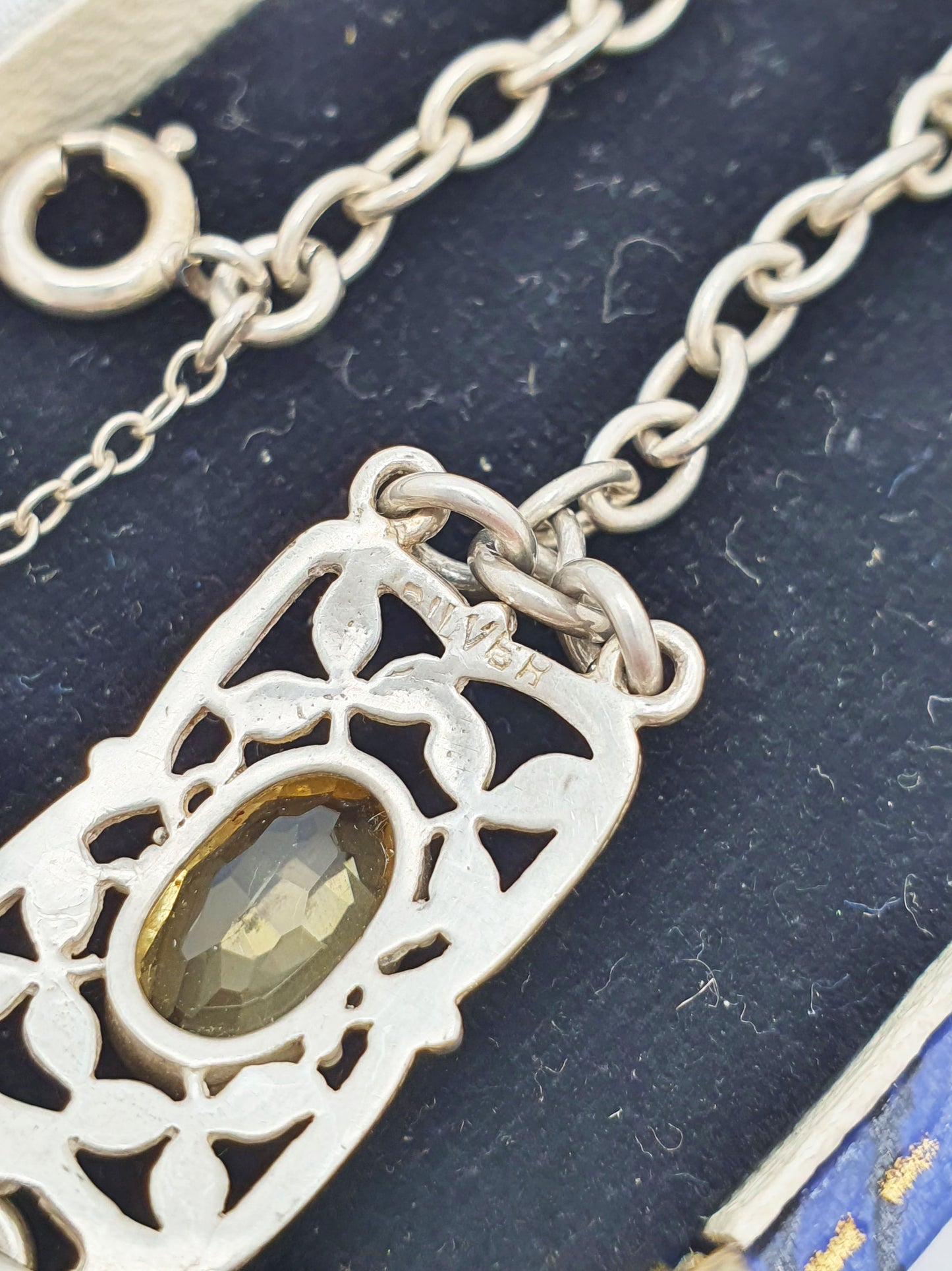 Art Nouveau Style Silver Bracelet With Oval Yellow Citrine – circa 1920