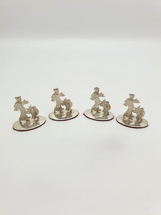 Set of Four Antique Edwardian Sterling Silver Figural Place Card Holders - 1906