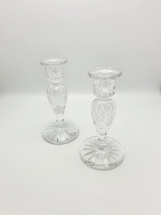 Pair of Edwardian Cut Glass Candlesticks - circa 1905
