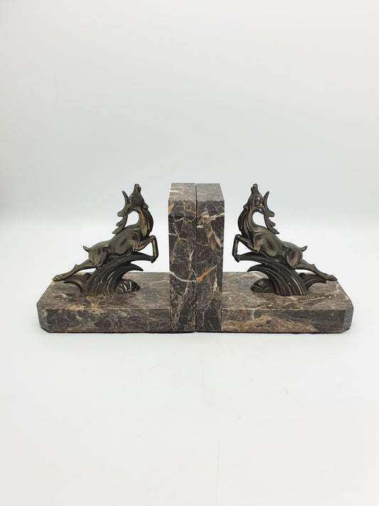 Lovely Pair French Art Deco Stag Bookends - circa 1930