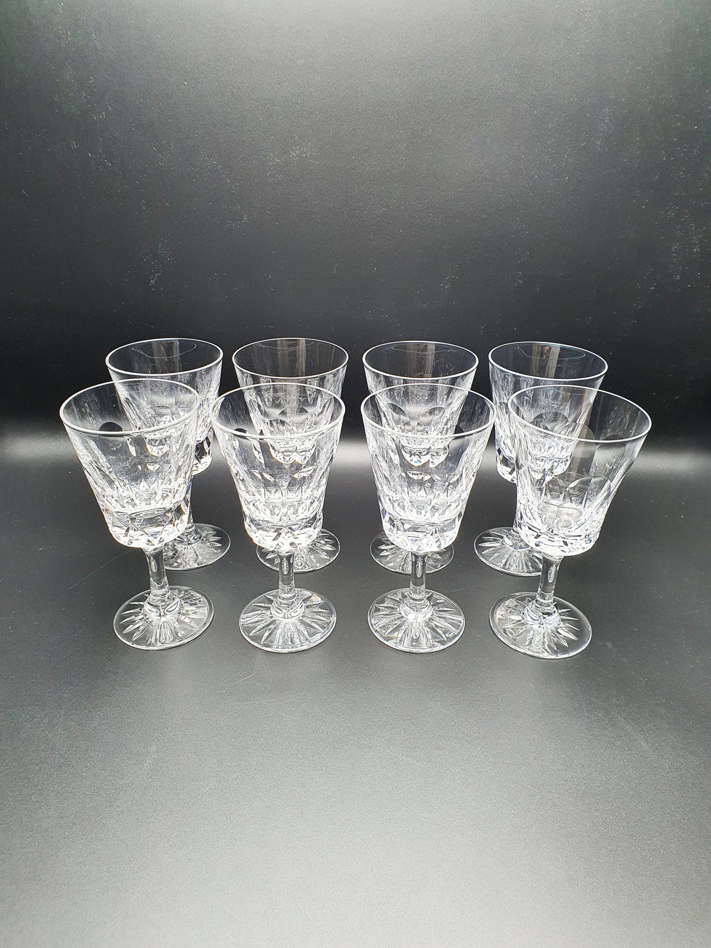 Nice Set of 8 Cut Glass Wine Glasses - circa 1920