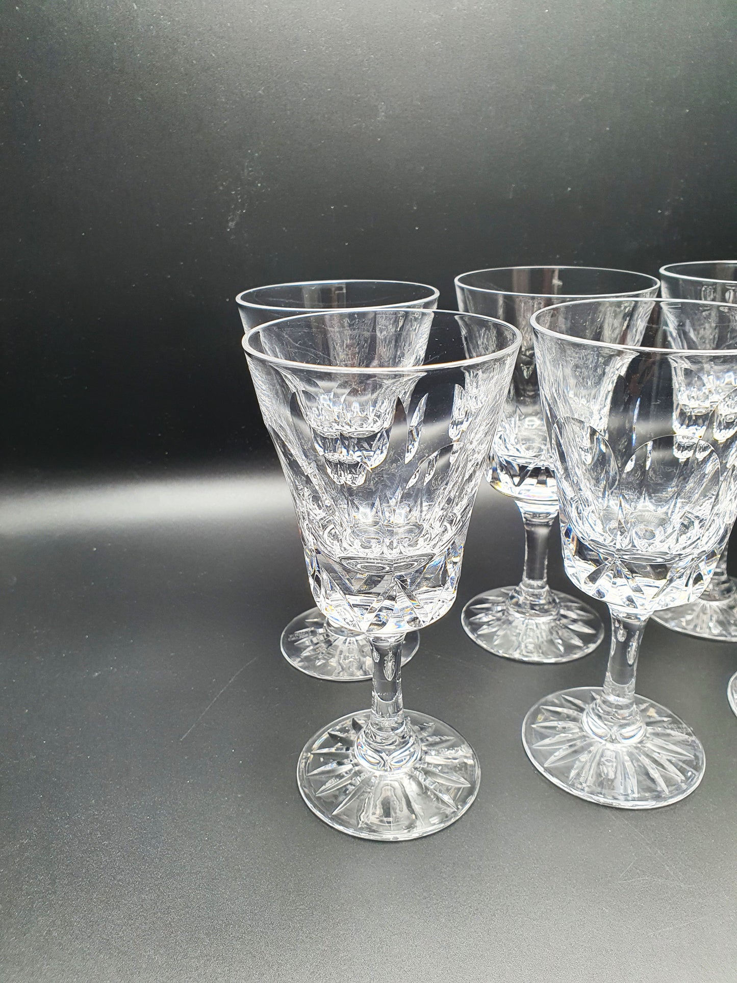 Nice Set of 8 Cut Glass Wine Glasses - circa 1920