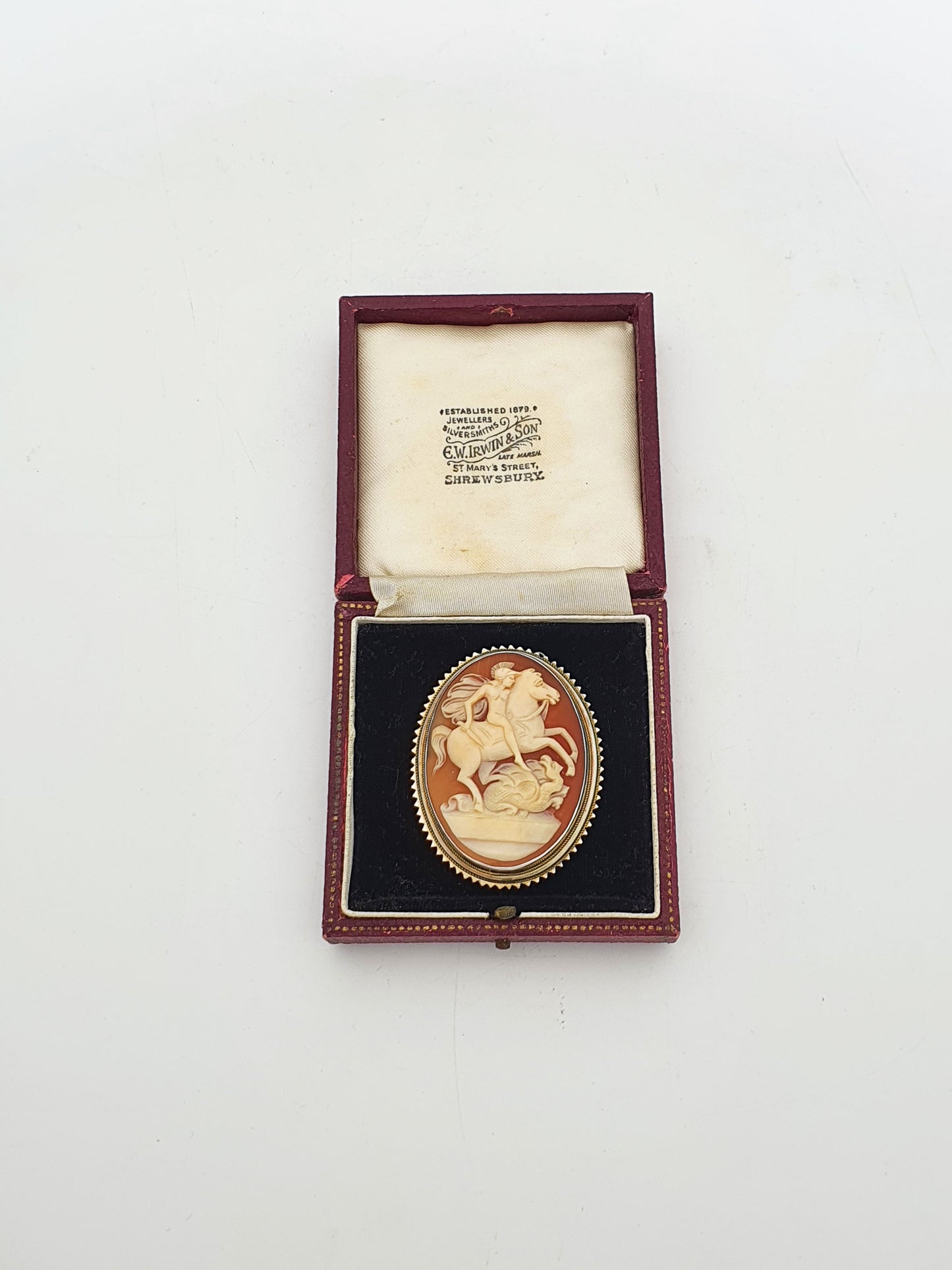 Antique Italian Silver Shell Cameo St George And Dragon Brooch – circa 1920
