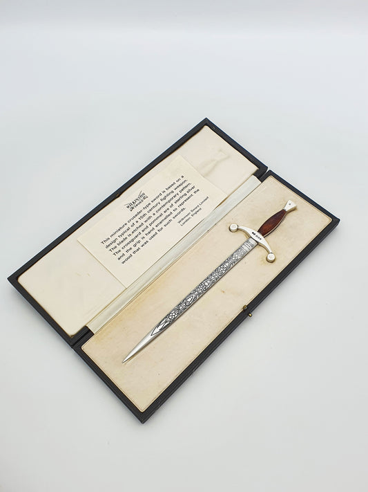Wilkinson Sword Sterling Silver Crusader Letter Opener In Presentation Case - 1974