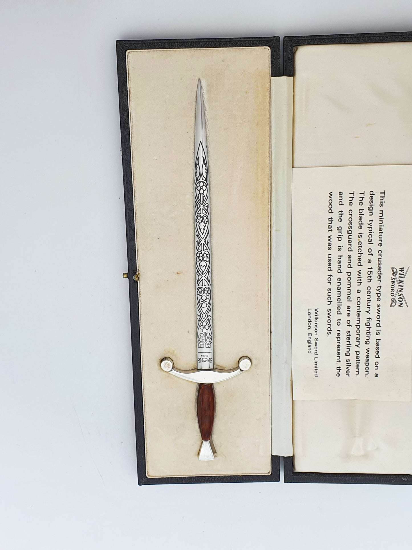 Wilkinson Sword Sterling Silver Crusader Letter Opener In Presentation Case - 1974