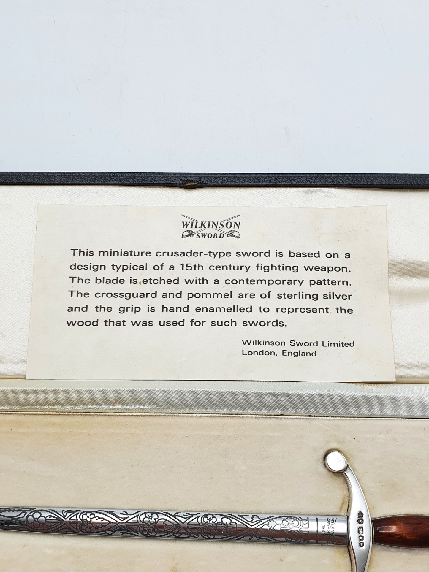 Wilkinson Sword Sterling Silver Crusader Letter Opener In Presentation Case - 1974