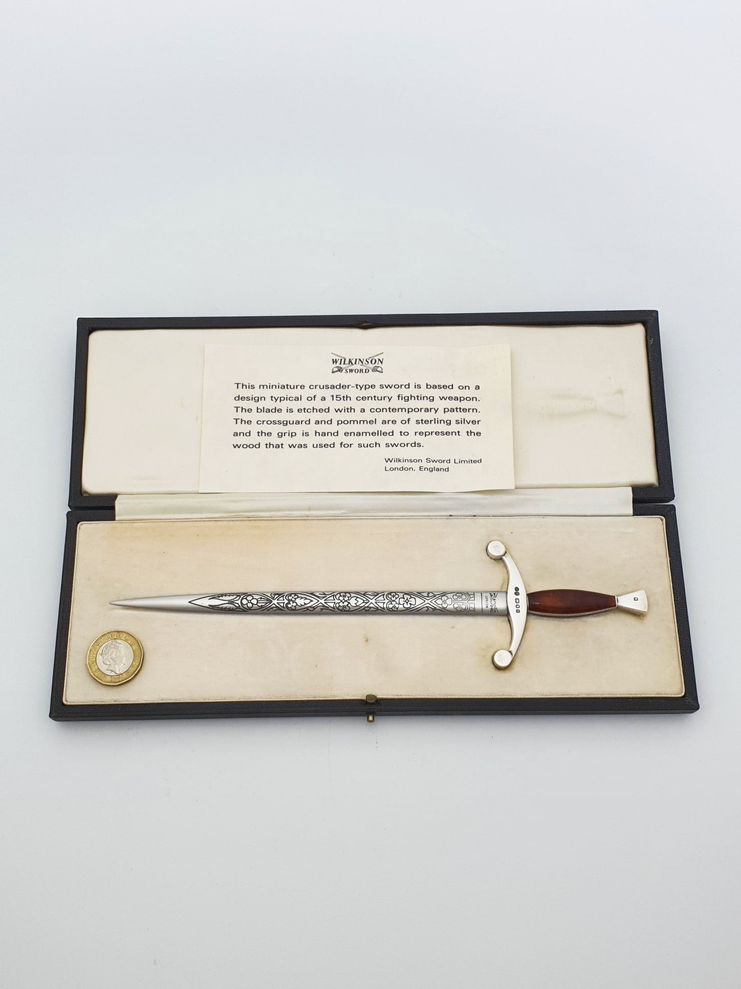 Wilkinson Sword Sterling Silver Crusader Letter Opener In Presentation Case - 1974