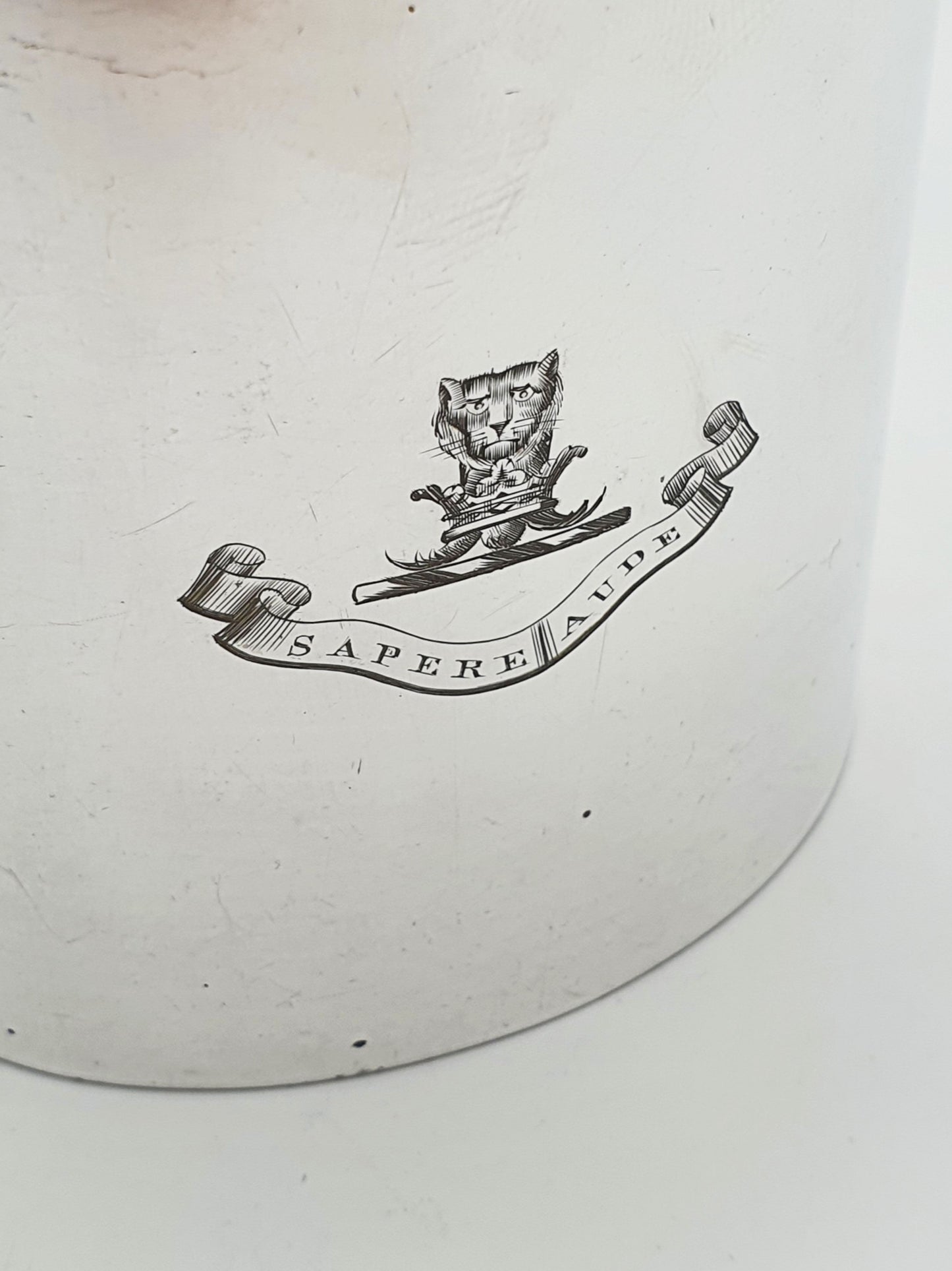 Splendid Antique Edwardian Silver Plated Tea Cannister With Crest – circa 1905