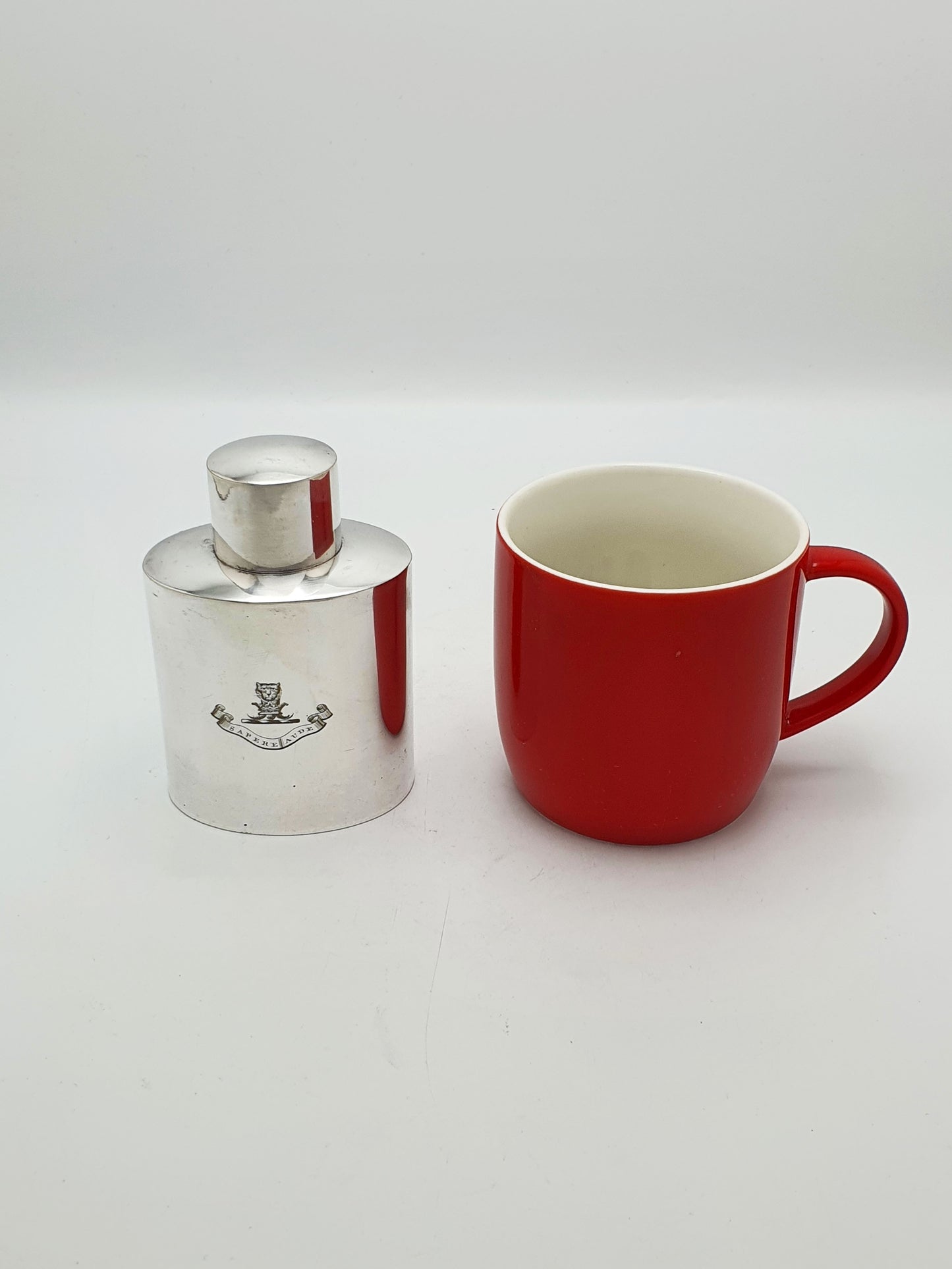 Splendid Antique Edwardian Silver Plated Tea Cannister With Crest – circa 1905