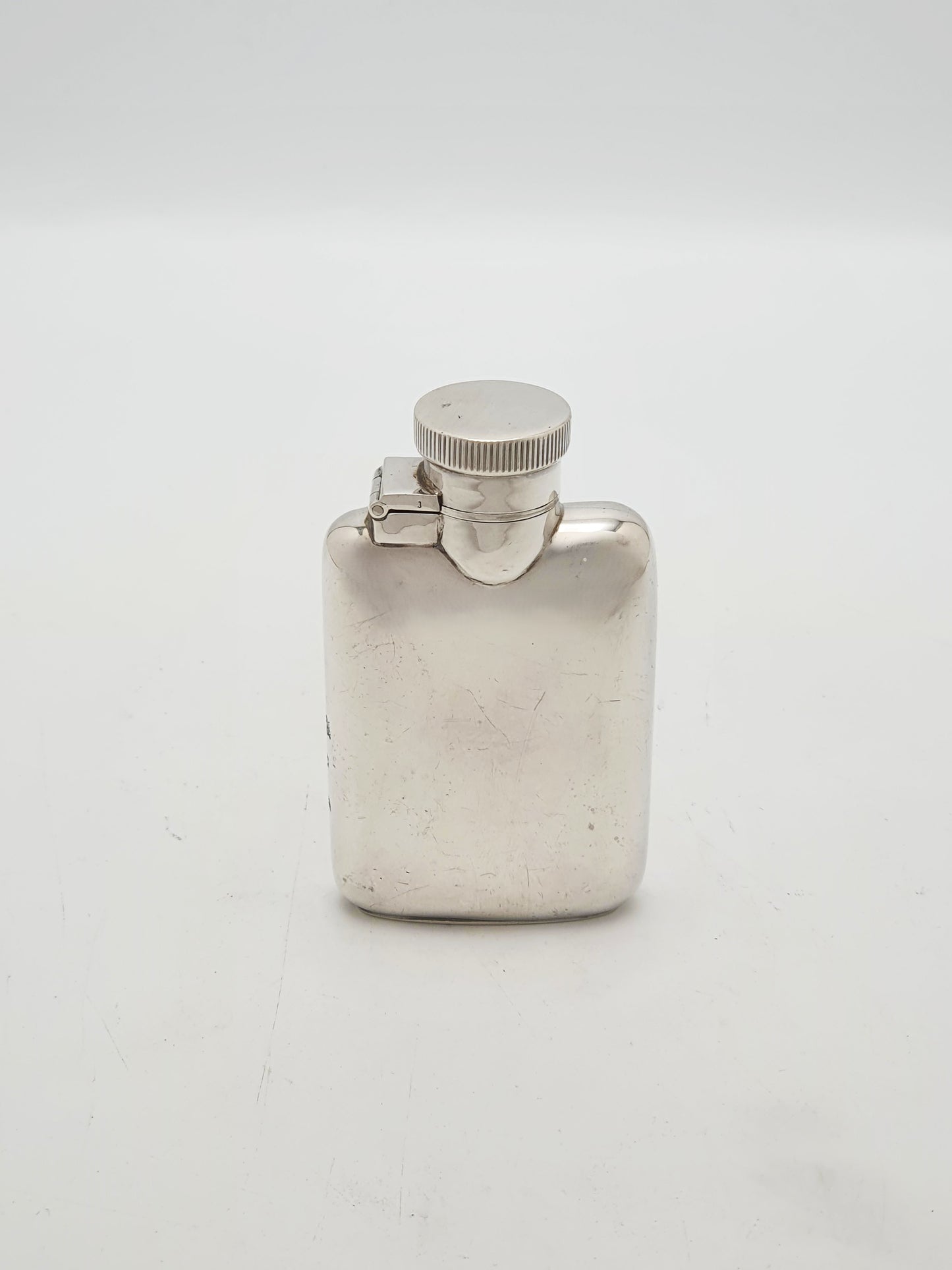 Nice Small Art Deco Sterling Silver Hip Flask With Bayonet Cap – 1930