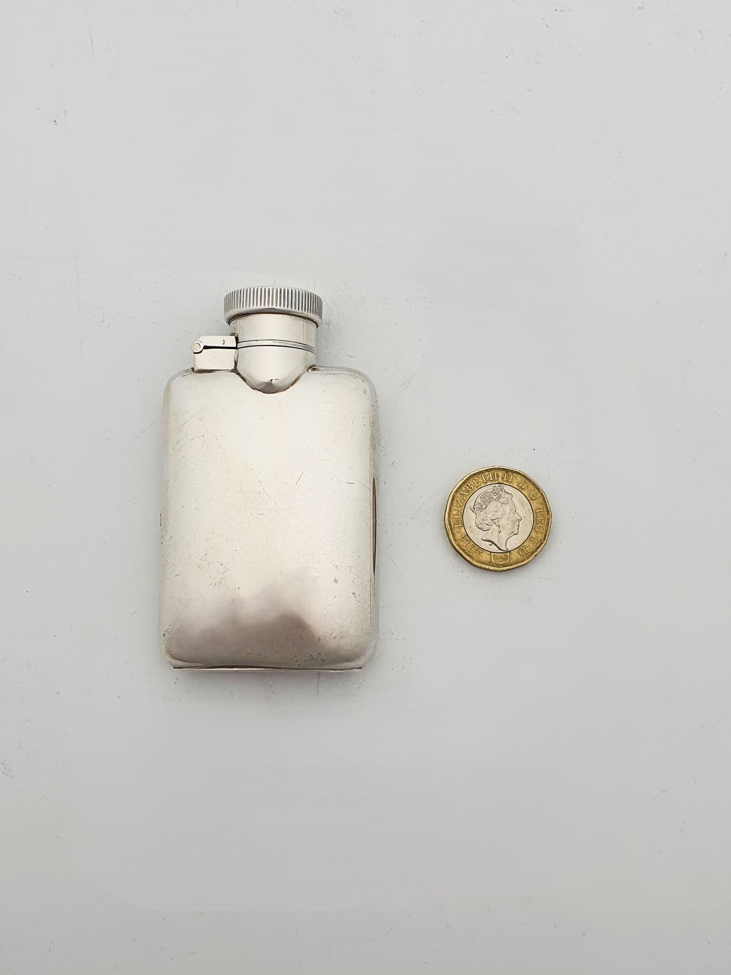 Nice Small Art Deco Sterling Silver Hip Flask With Bayonet Cap – 1930