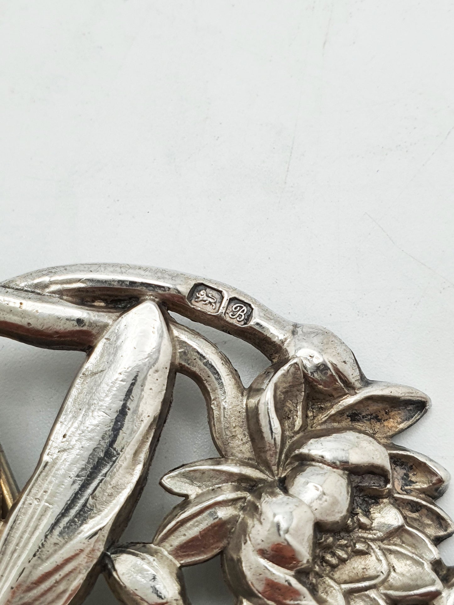 Fabulous Art Nouveau Sterling Silver Dragonfly & Water Lily Buckle Clasp - 1902