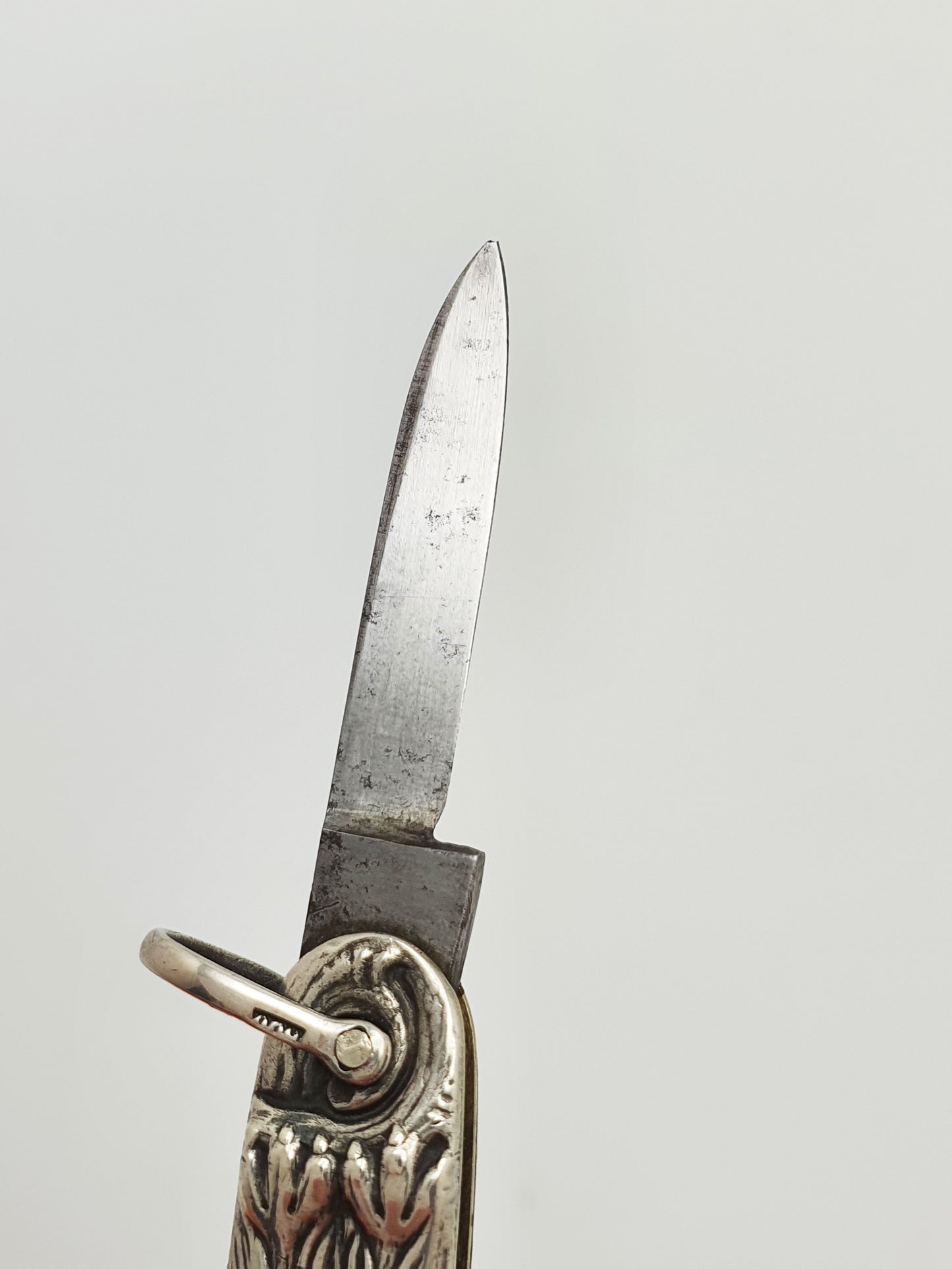 Antique Continental Silver Owl Folding Penknife With Glass Eyes – circa 1900