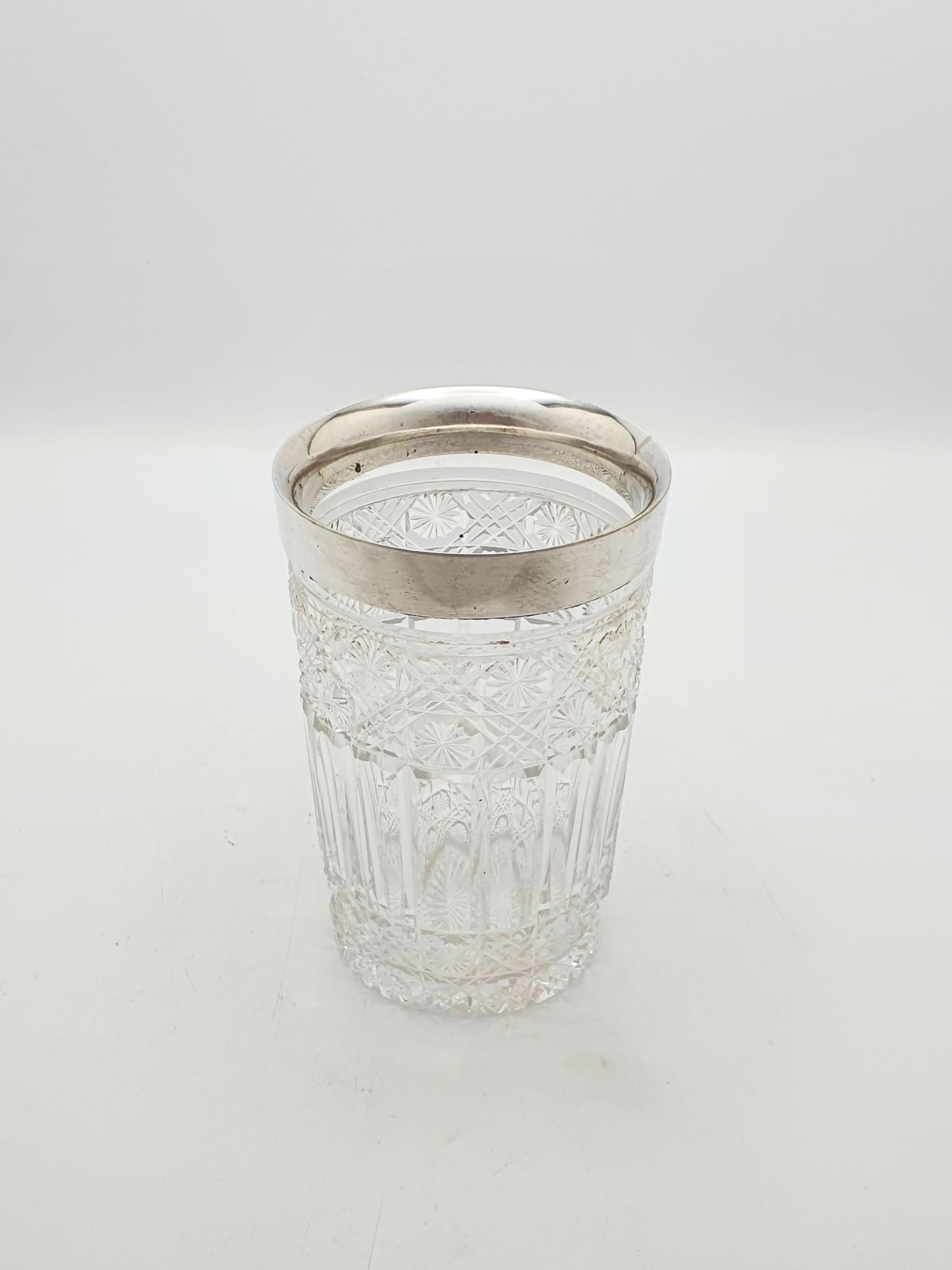 Antique Victorian Sterling Silver Mounted Cut Glass Half Pint - 1890