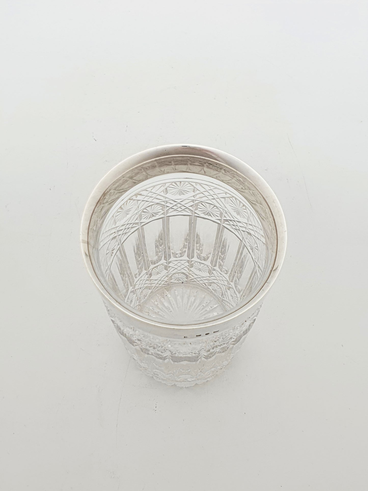 Antique Victorian Sterling Silver Mounted Cut Glass Half Pint - 1890