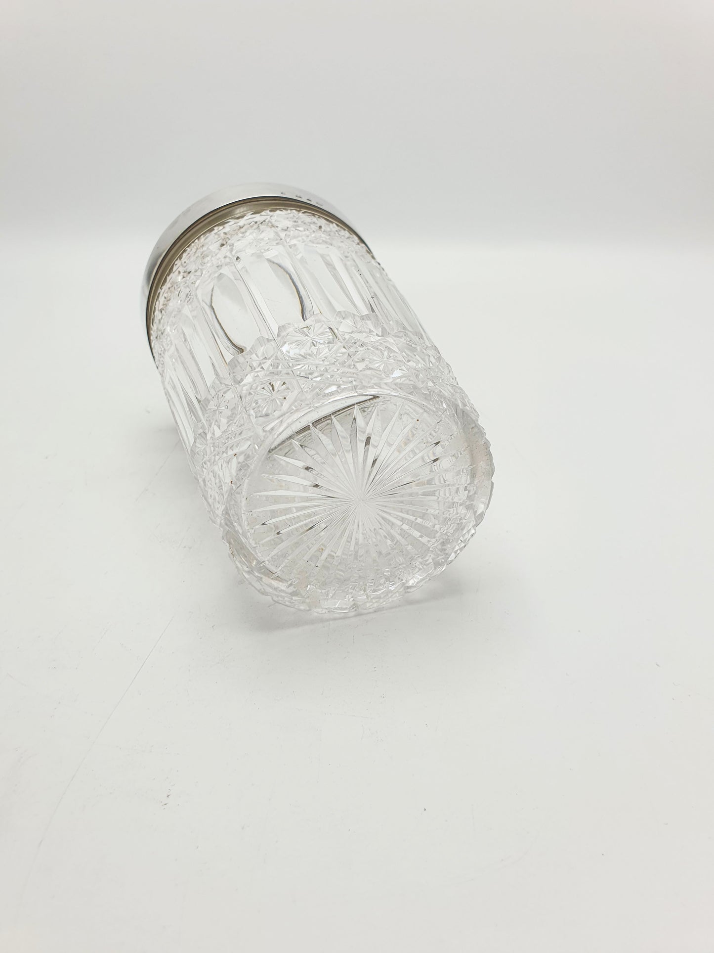 Antique Victorian Sterling Silver Mounted Cut Glass Half Pint - 1890