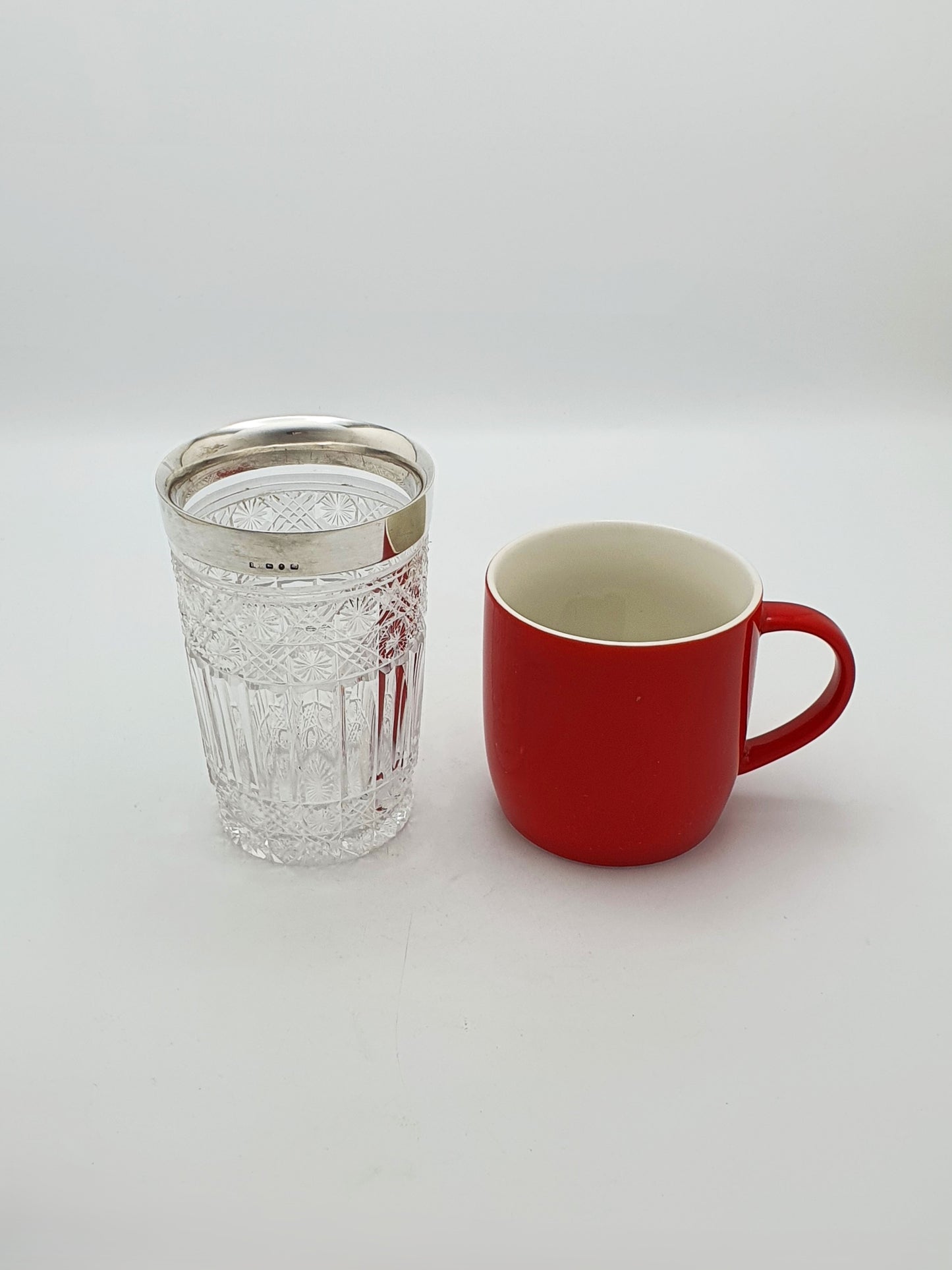 Antique Victorian Sterling Silver Mounted Cut Glass Half Pint - 1890