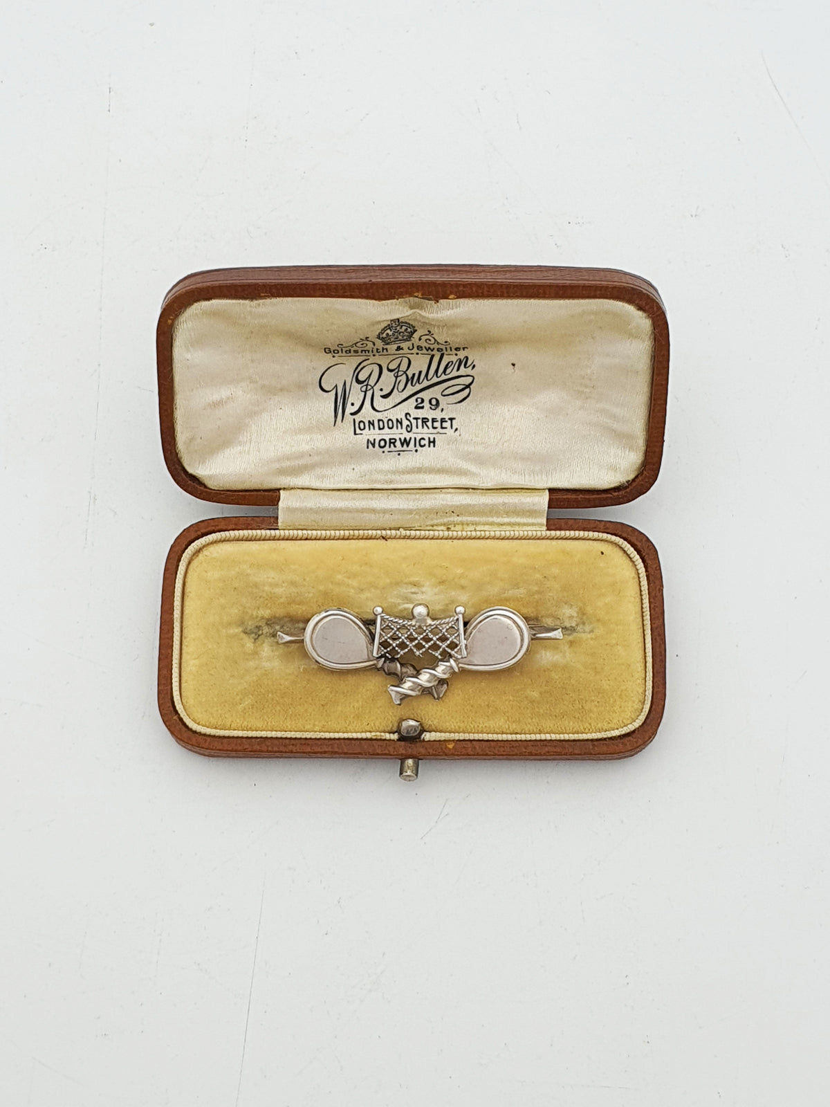Antique Edwardian Sterling Silver Tennis Themed Sweetheart Brooch – 1901