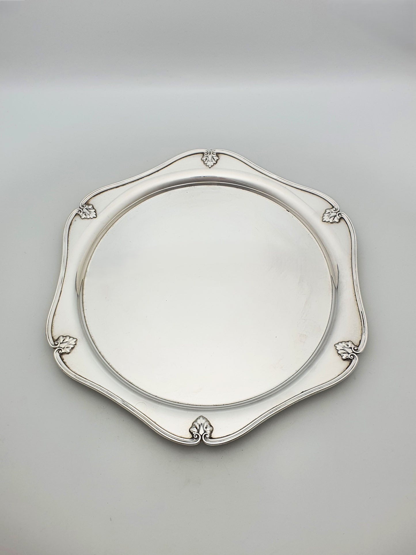 Art Deco Silver Plated Cocktail Tray With Scalloped Rim – circa 1925