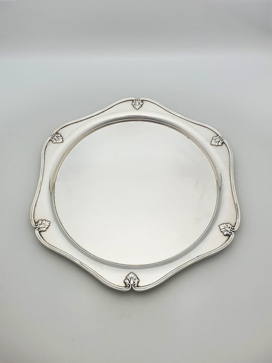 Art Deco Silver Plated Cocktail Tray With Scalloped Rim – circa 1925