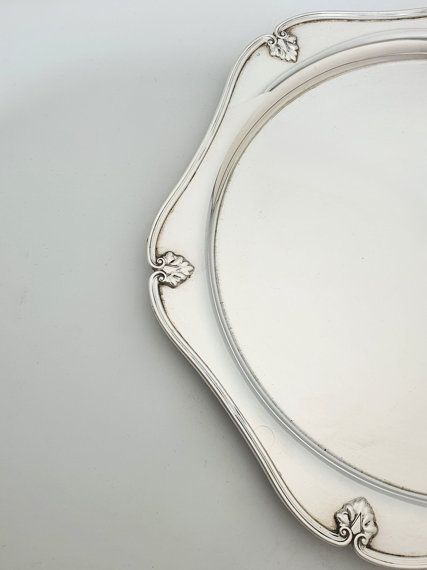 Art Deco Silver Plated Cocktail Tray With Scalloped Rim – circa 1925