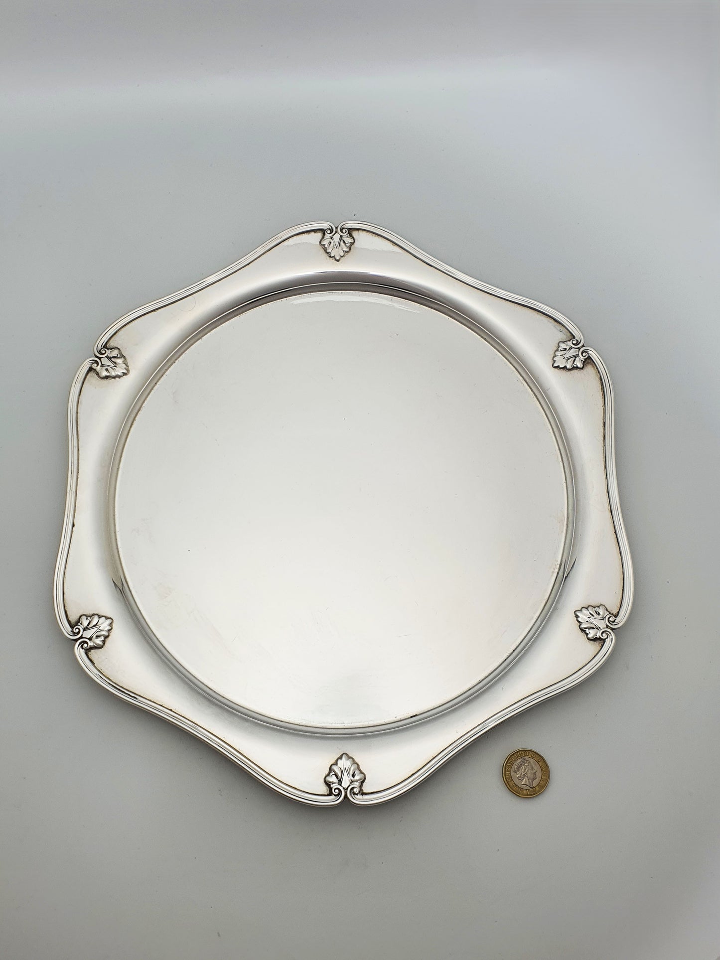 Art Deco Silver Plated Cocktail Tray With Scalloped Rim – circa 1925