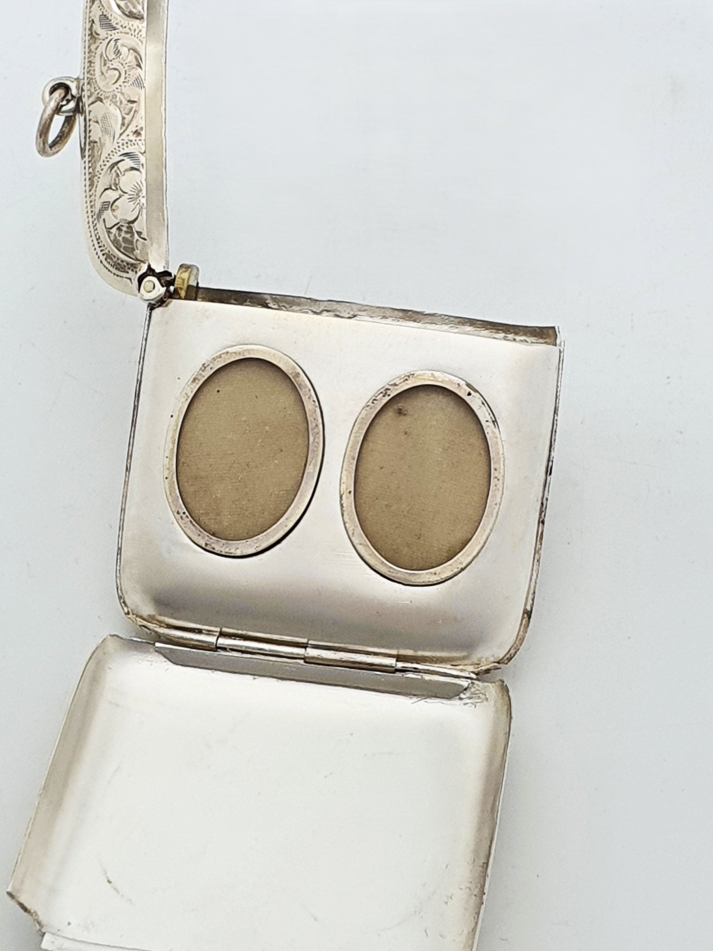 Rare Antique Sterling Silver Vesta Case With Double Photo Frames - 1905