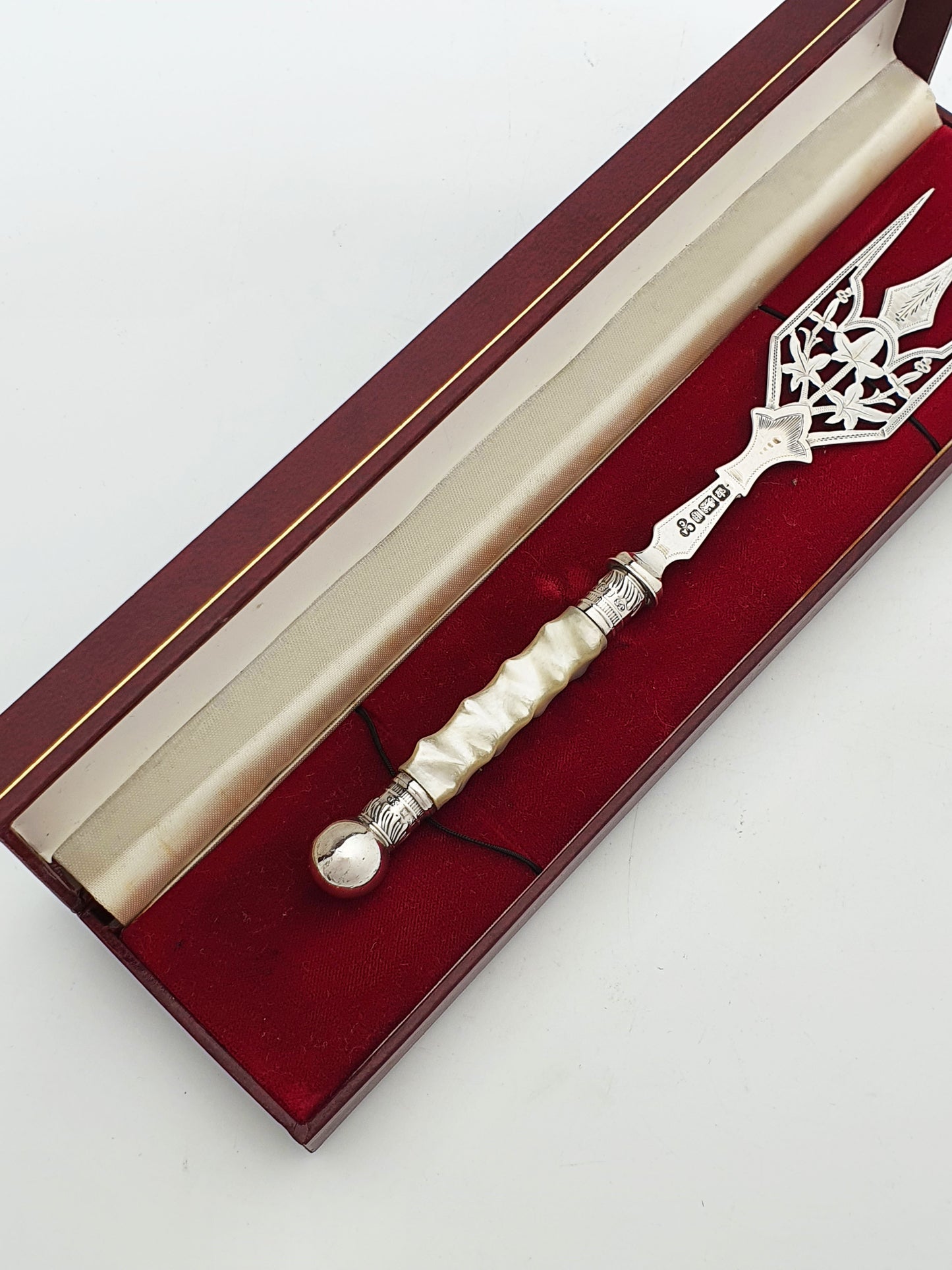 Antique Edwardian Sterling Silver Bread Fork With Mother-Of-Pearl Handle - 1902