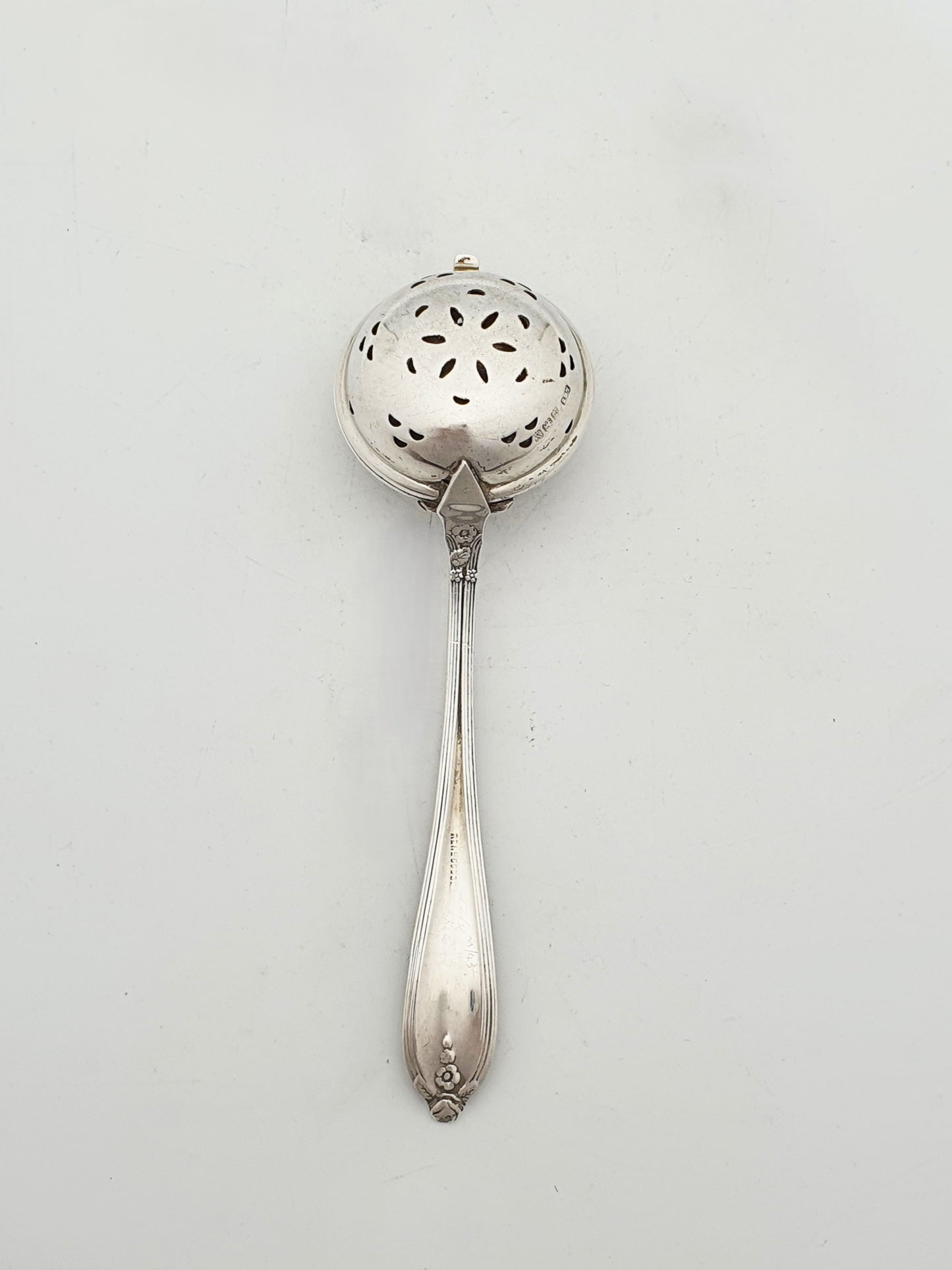 Antique George V Sterling Silver Hinged Tea Infuser Spoon - 1922