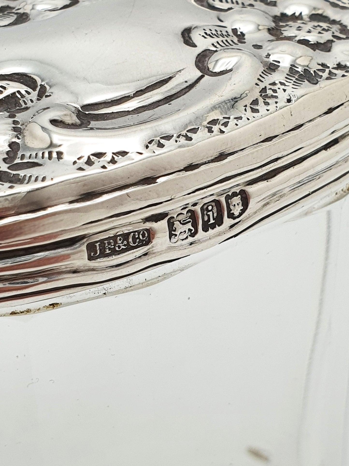 Antique Edwardian Sterling Silver Lidded Glass Dressing Table Jar - 1904
