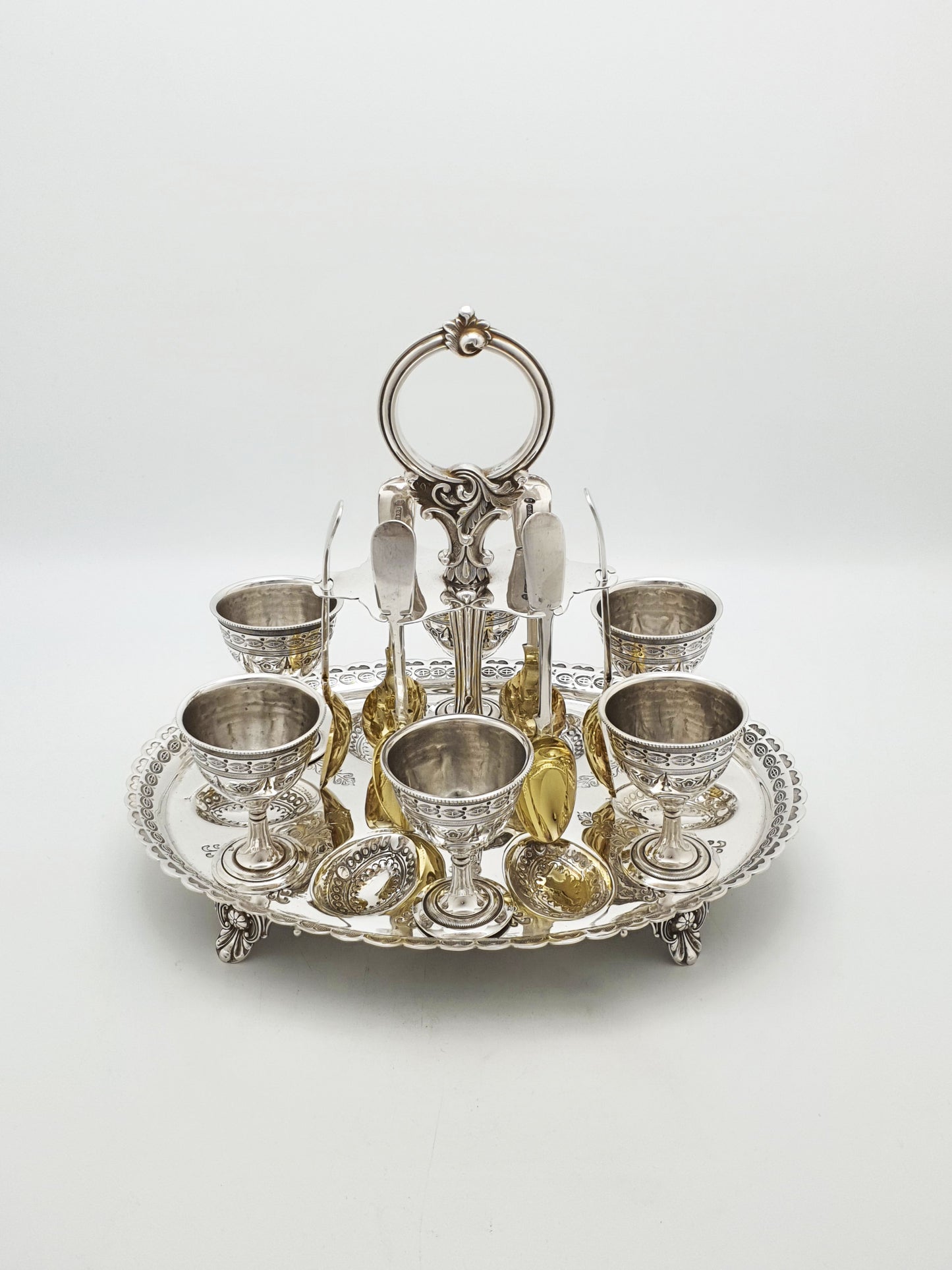 Splendid Antique Victorian Silver Plated Egg Cruet Set – circa 1880