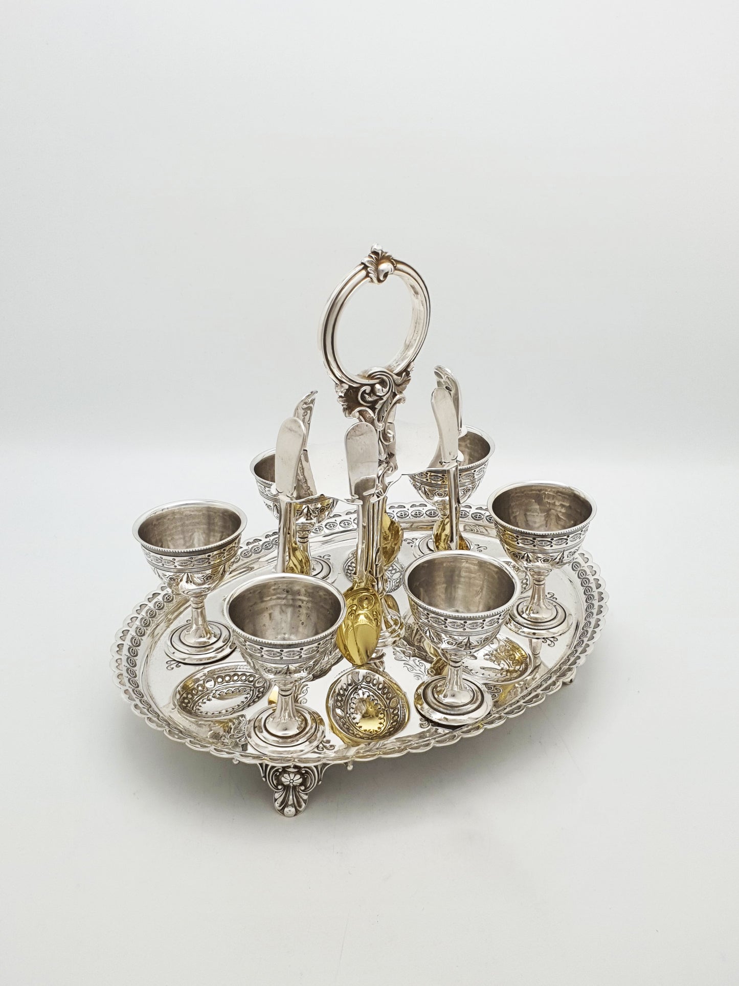 Splendid Antique Victorian Silver Plated Egg Cruet Set – circa 1880