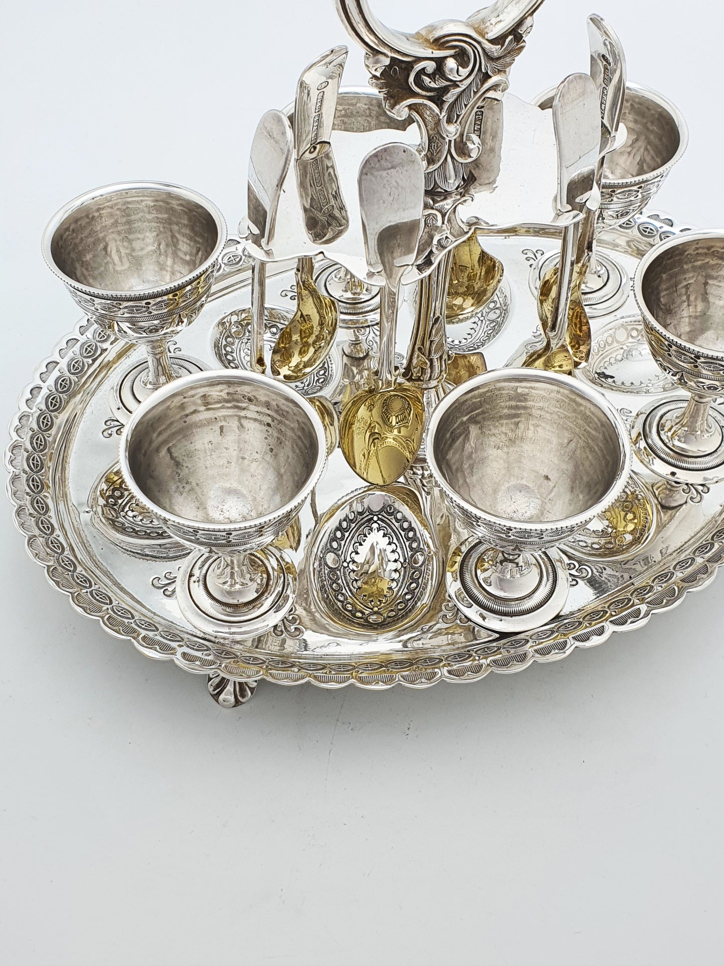 Splendid Antique Victorian Silver Plated Egg Cruet Set – circa 1880