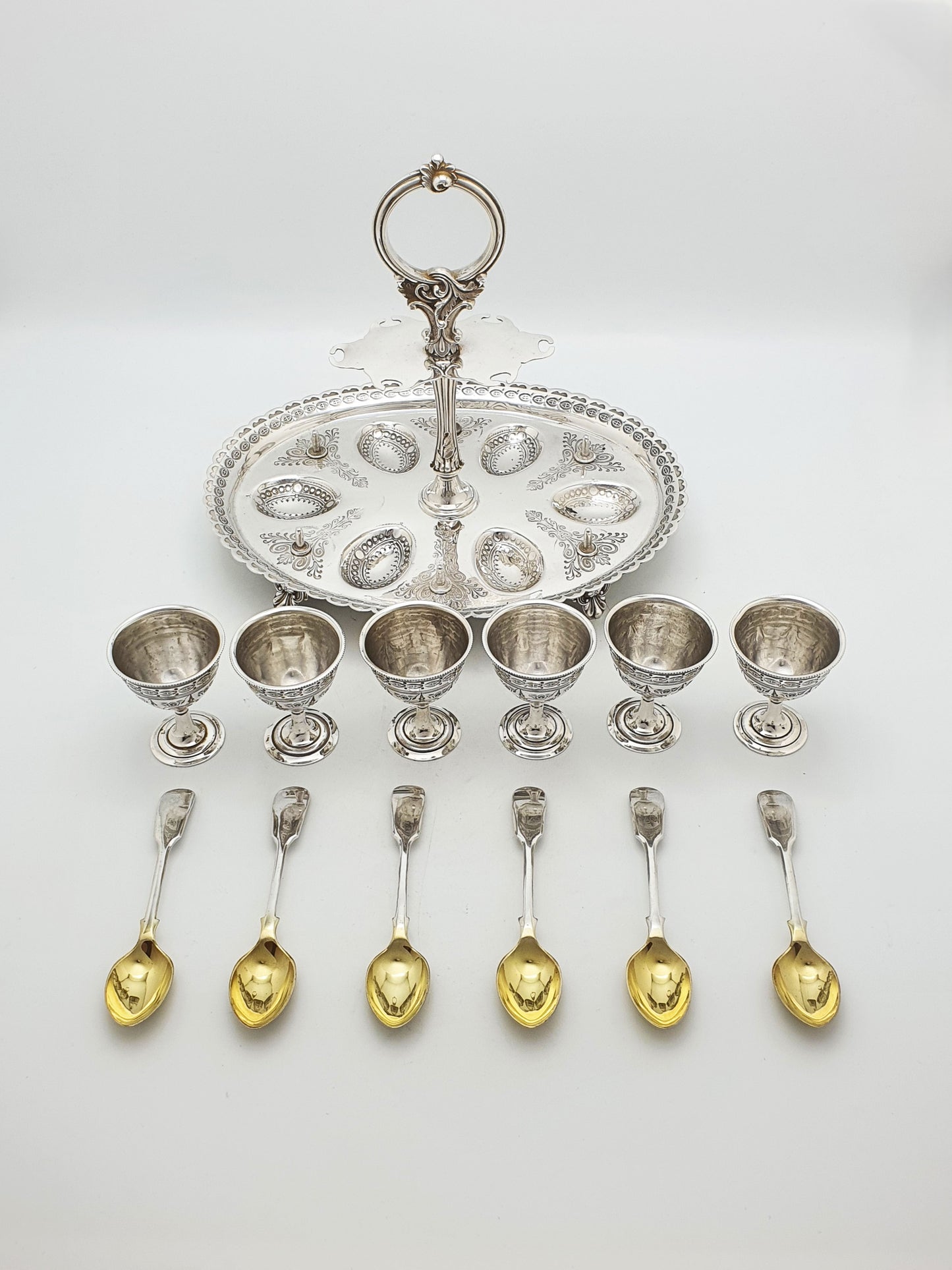 Splendid Antique Victorian Silver Plated Egg Cruet Set – circa 1880