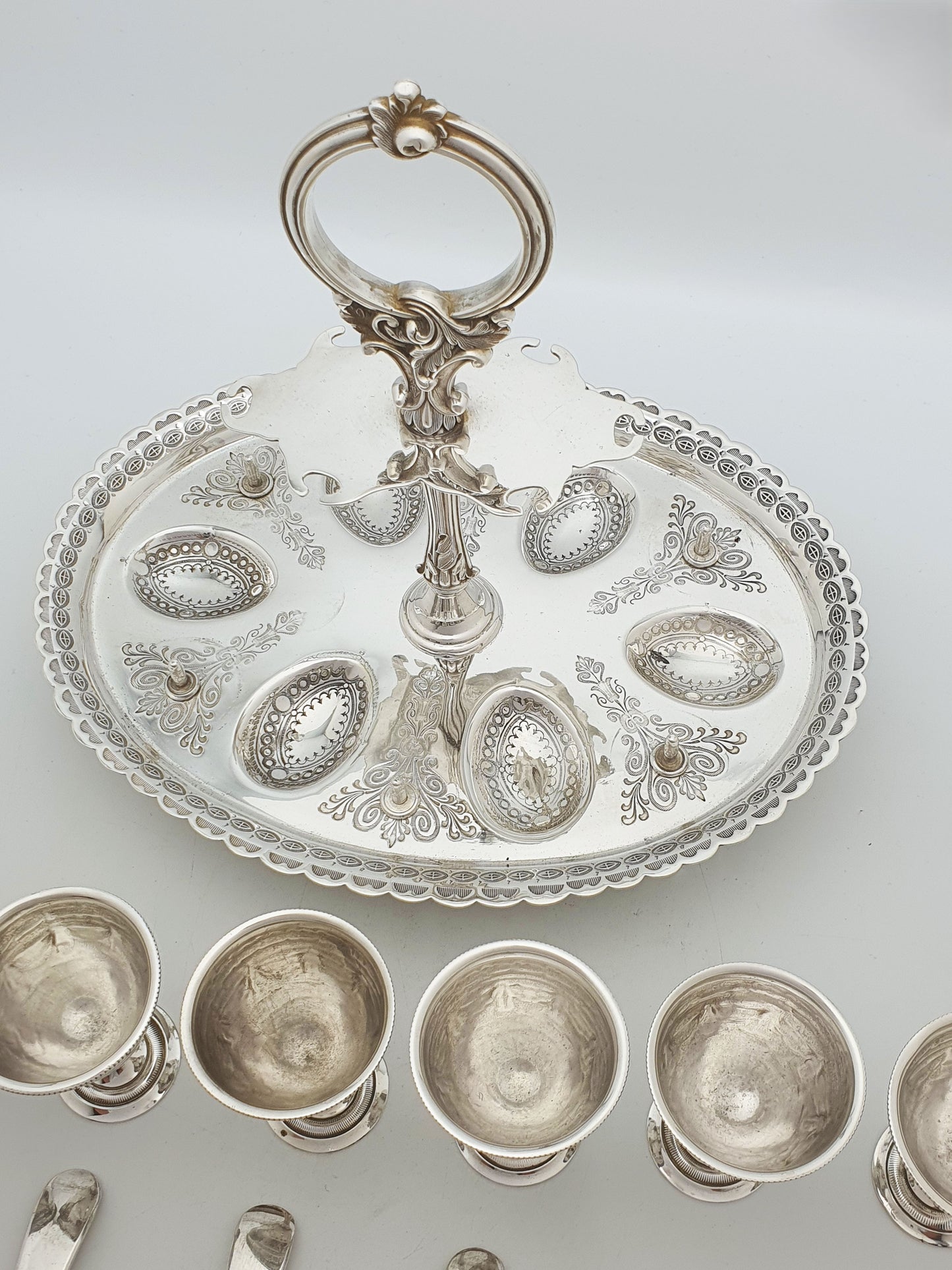 Splendid Antique Victorian Silver Plated Egg Cruet Set – circa 1880