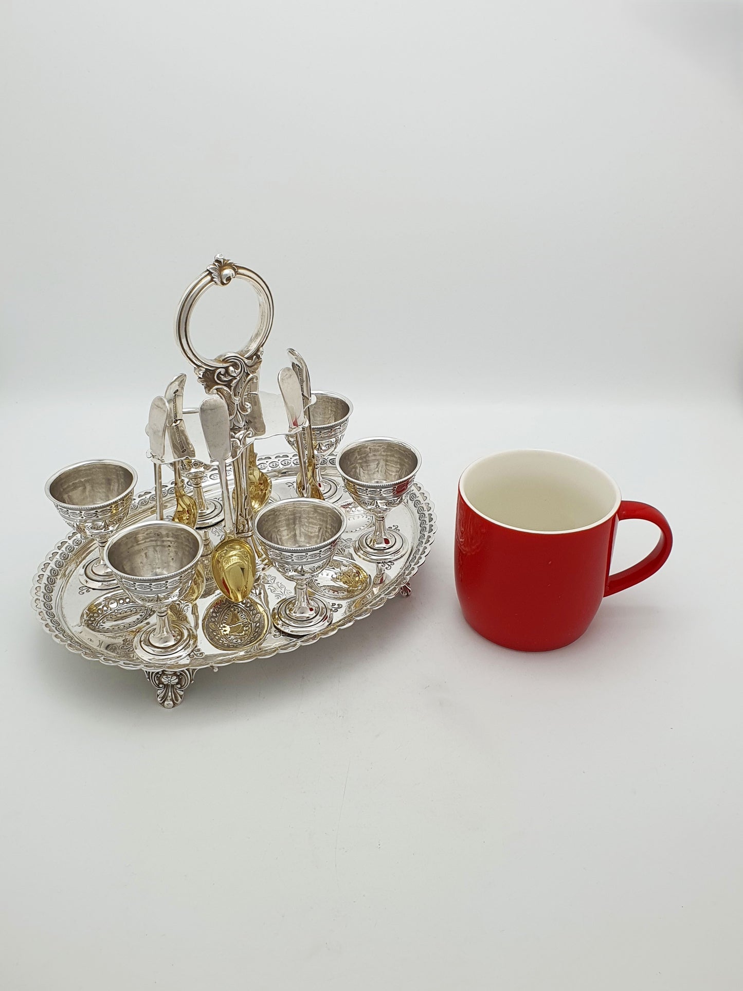 Splendid Antique Victorian Silver Plated Egg Cruet Set – circa 1880