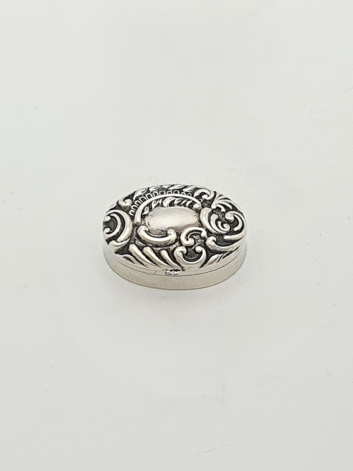 Antique Edwardian Sterling Silver Pill Box with Gilt Interior - 1905