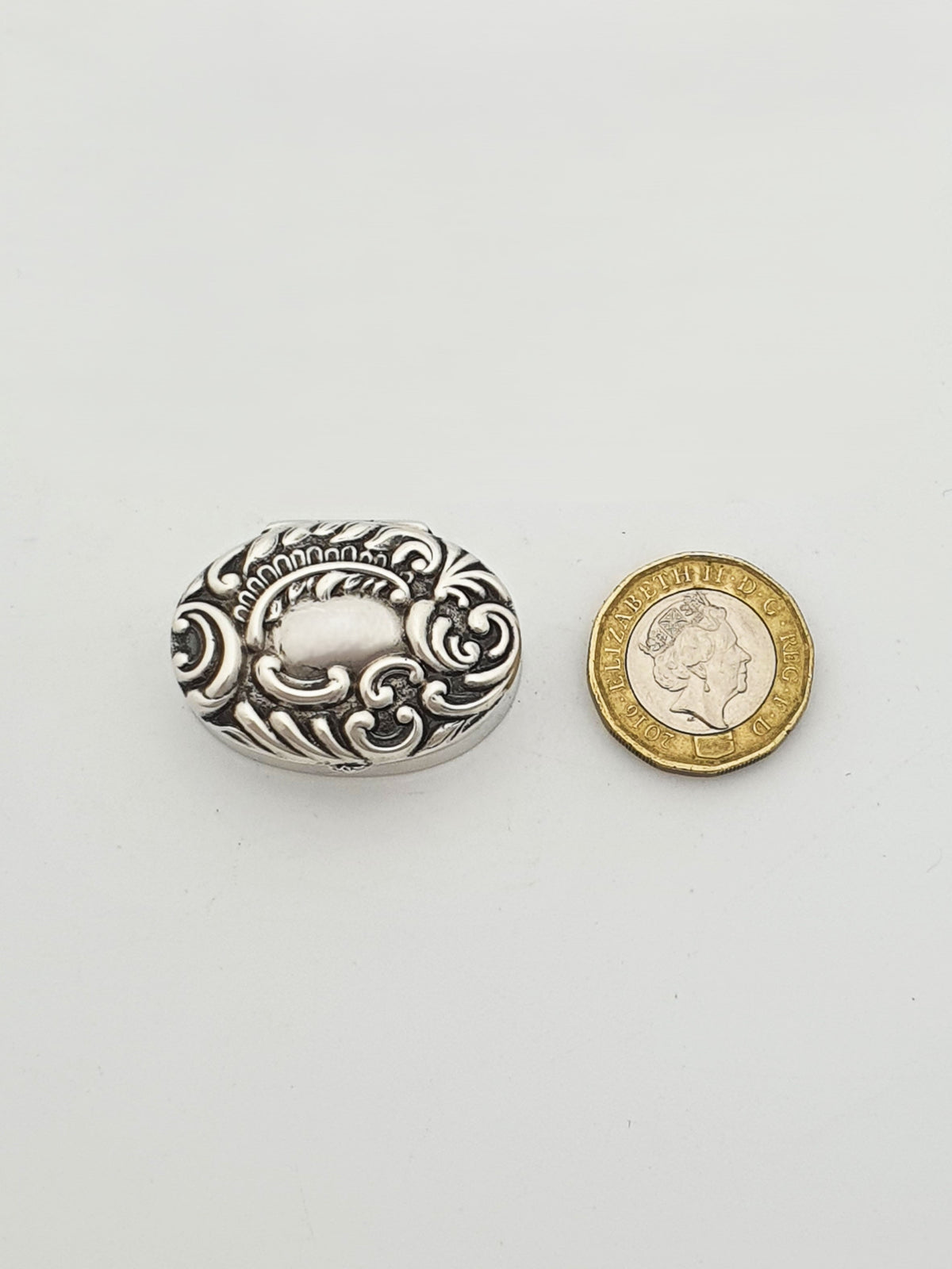 Antique Edwardian Sterling Silver Pill Box with Gilt Interior - 1905