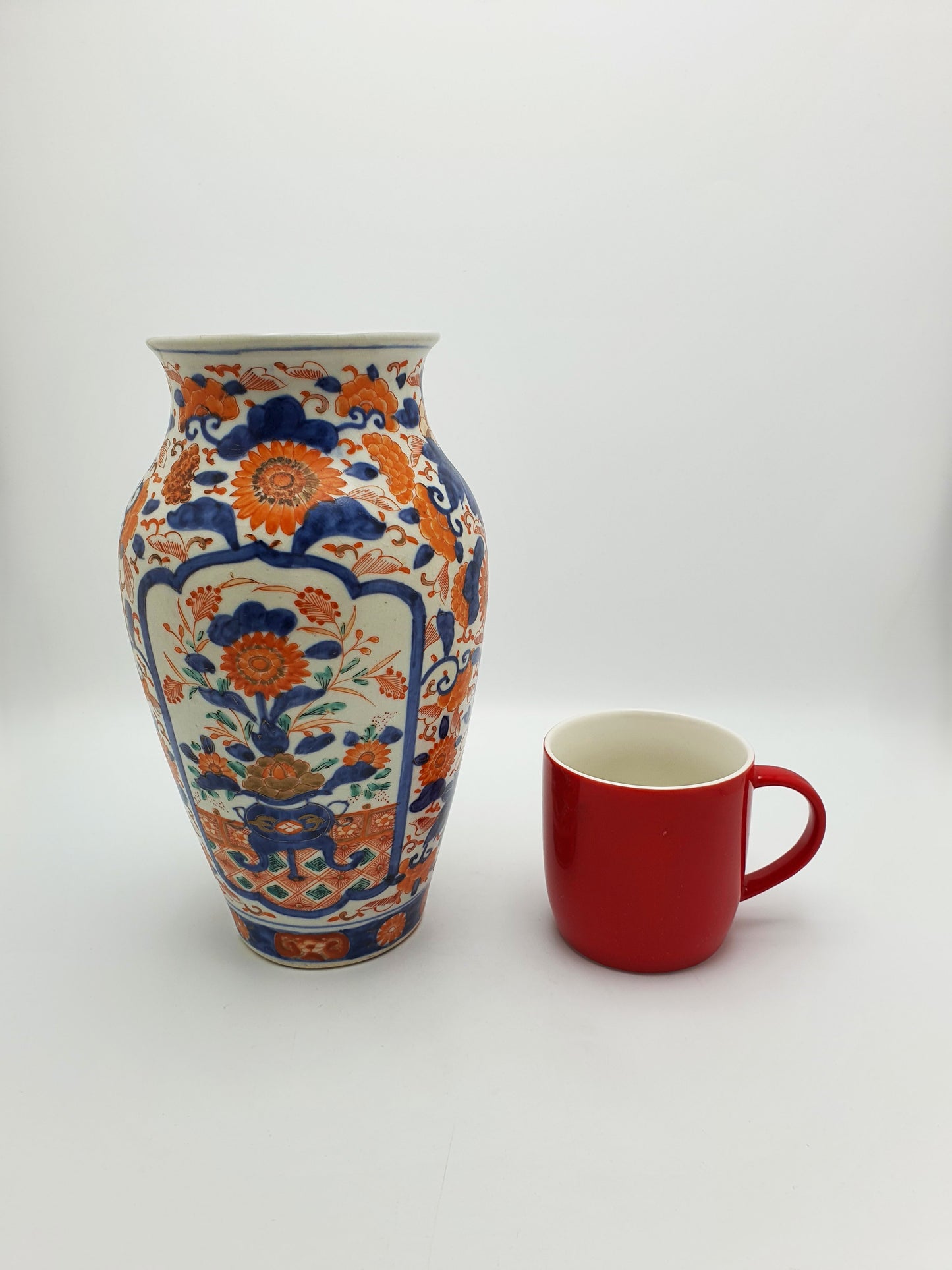 Pair of Antique Japanese Imari Porcelain Vases with Floral Panels – circa 1900