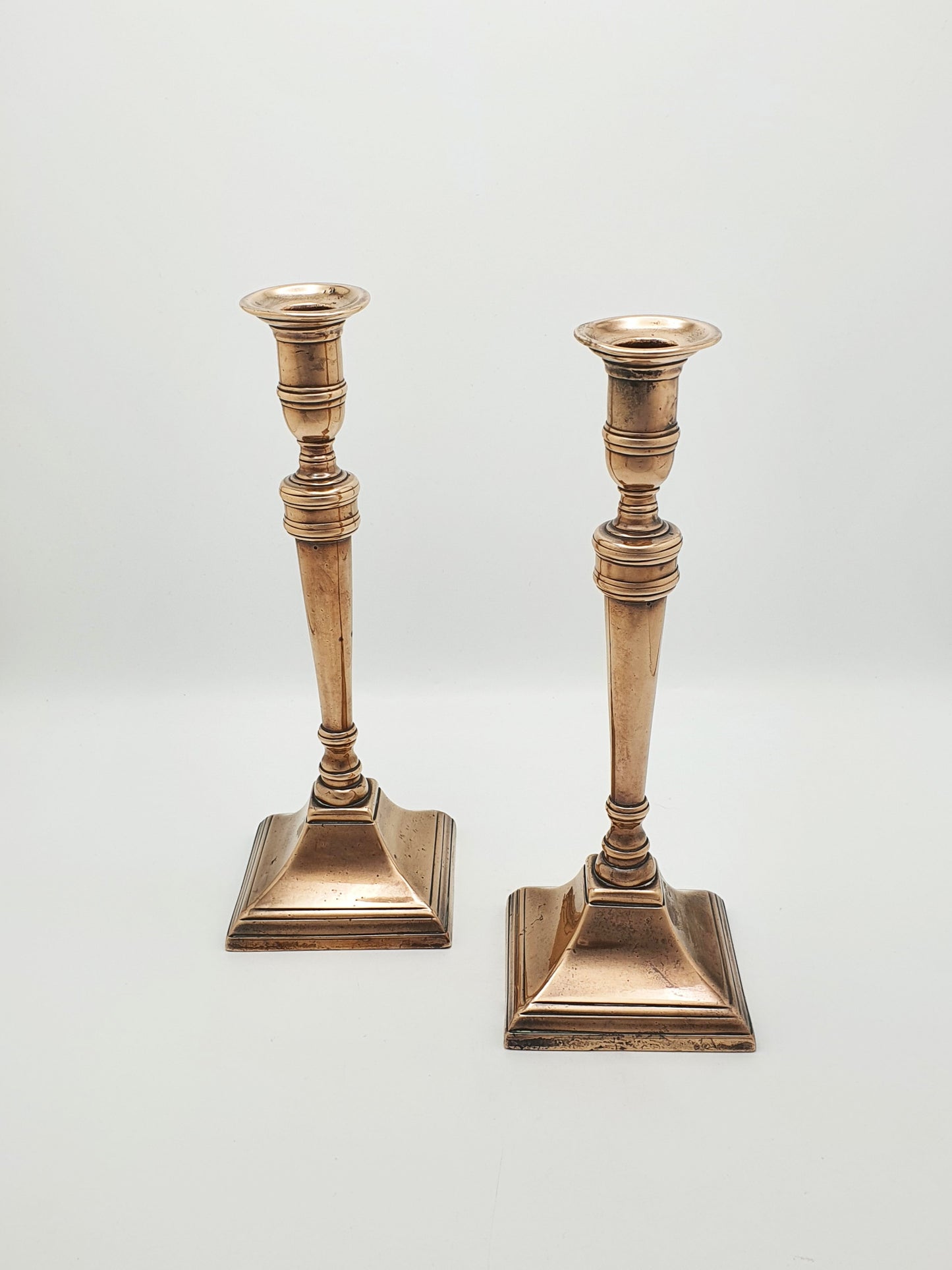 Pair of Antique Georgian Neoclassical Bronze Candlesticks – circa 1780