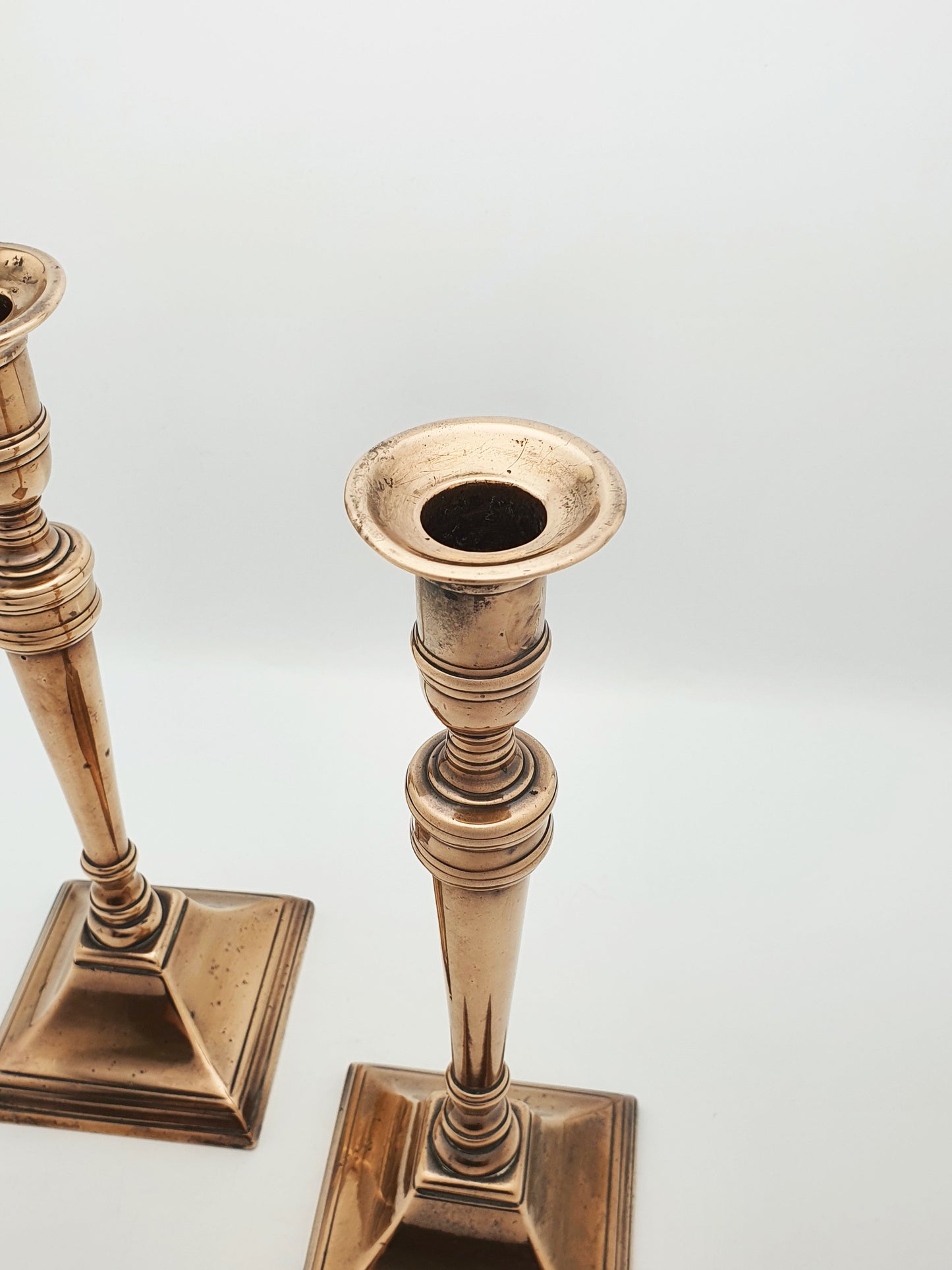 Pair of Antique Georgian Neoclassical Bronze Candlesticks – circa 1780