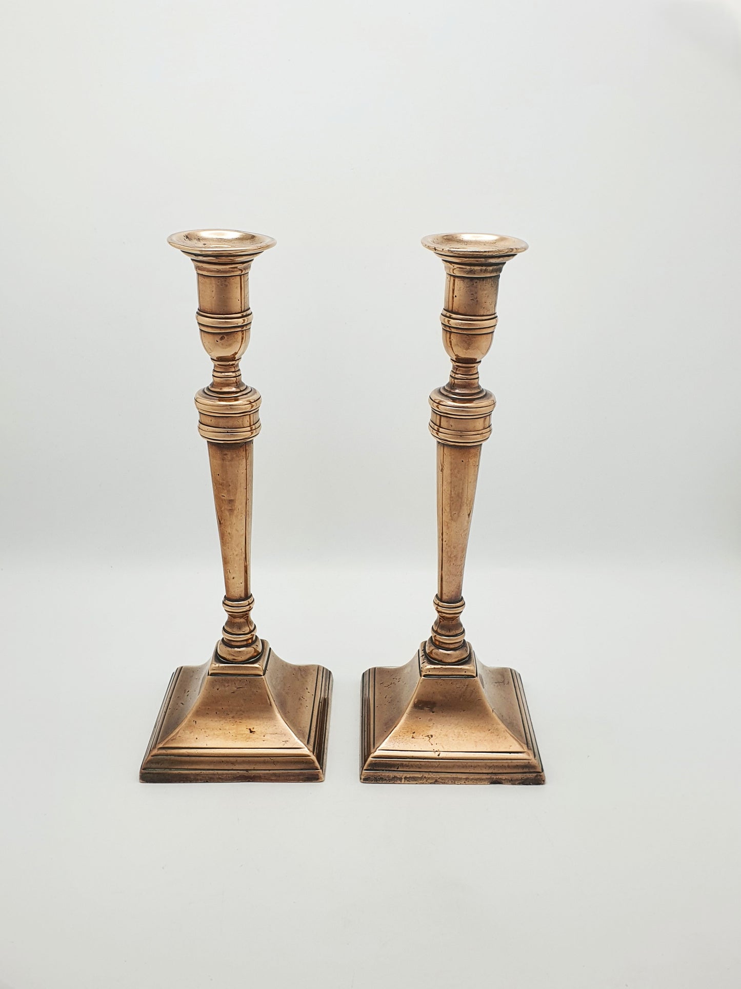 Pair of Antique Georgian Neoclassical Bronze Candlesticks – circa 1780