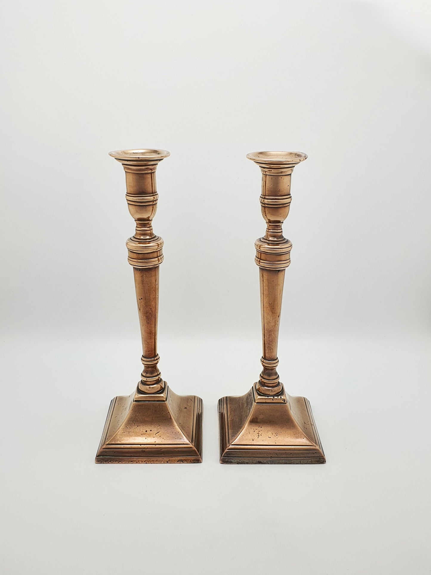 Pair of Antique Georgian Neoclassical Bronze Candlesticks – circa 1780