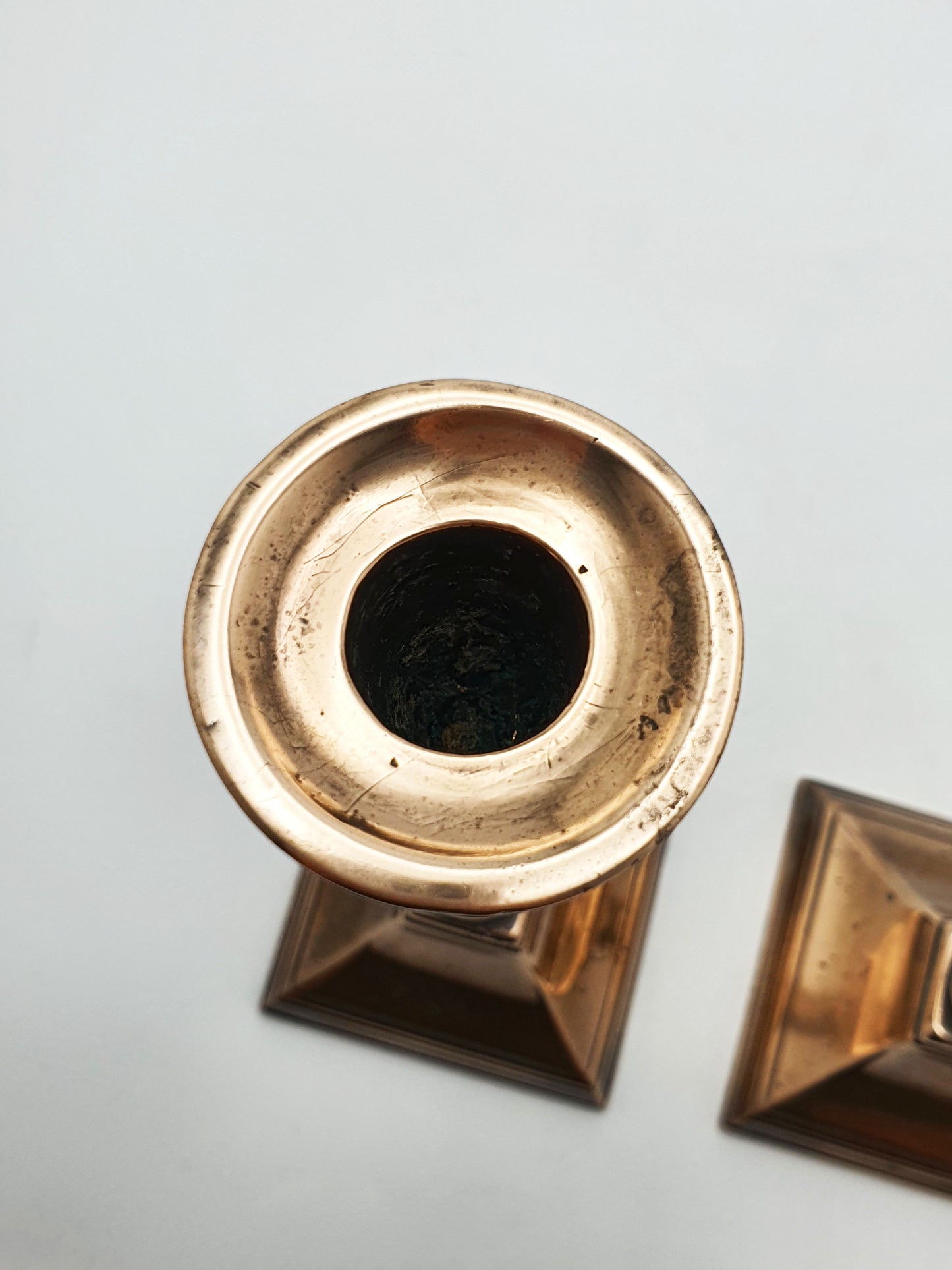 Pair of Antique Georgian Neoclassical Bronze Candlesticks – circa 1780