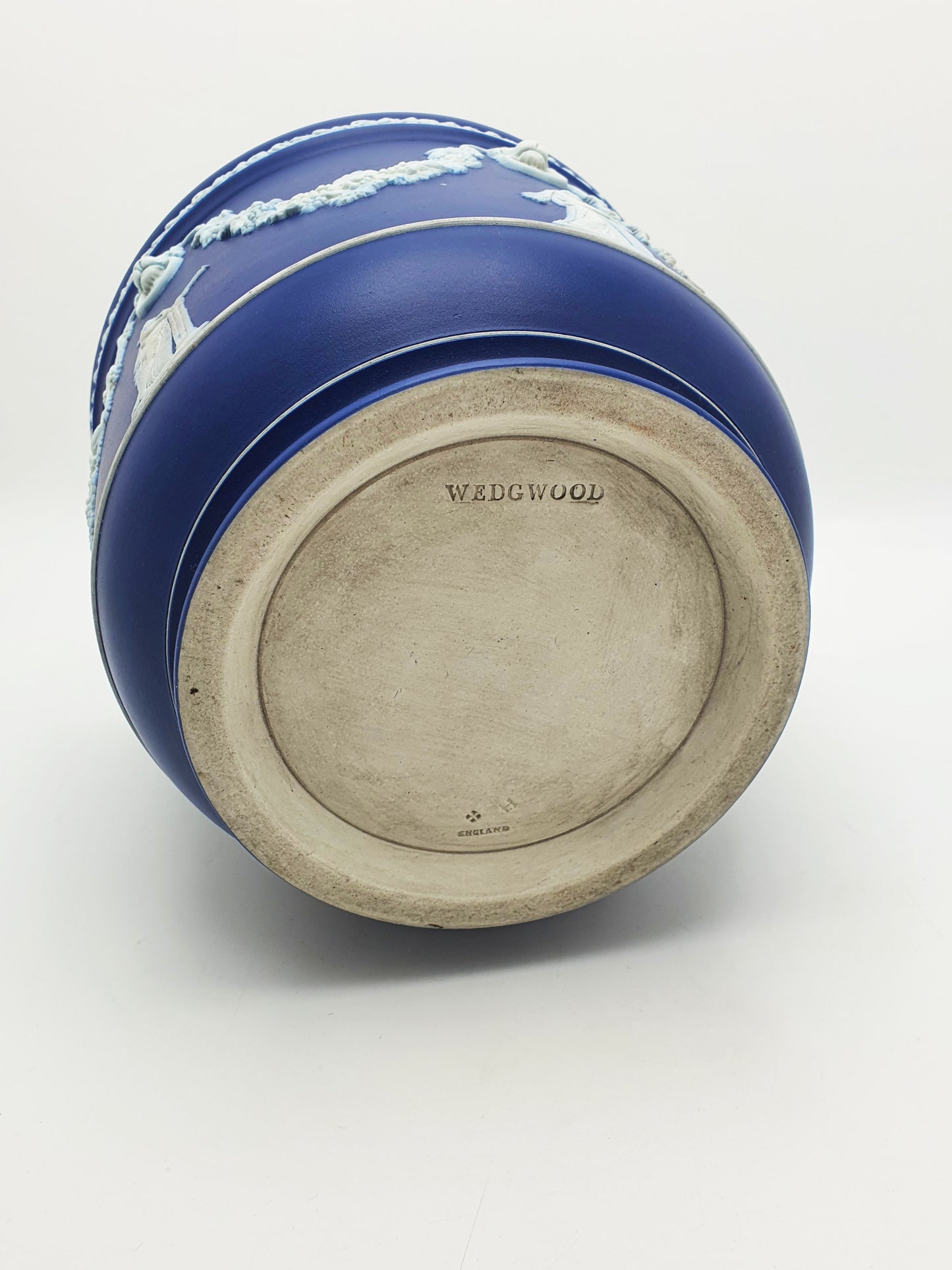 Antique Edwardian Wedgwood Jasperware Blue Planter With Classical Reliefs – circa 1905